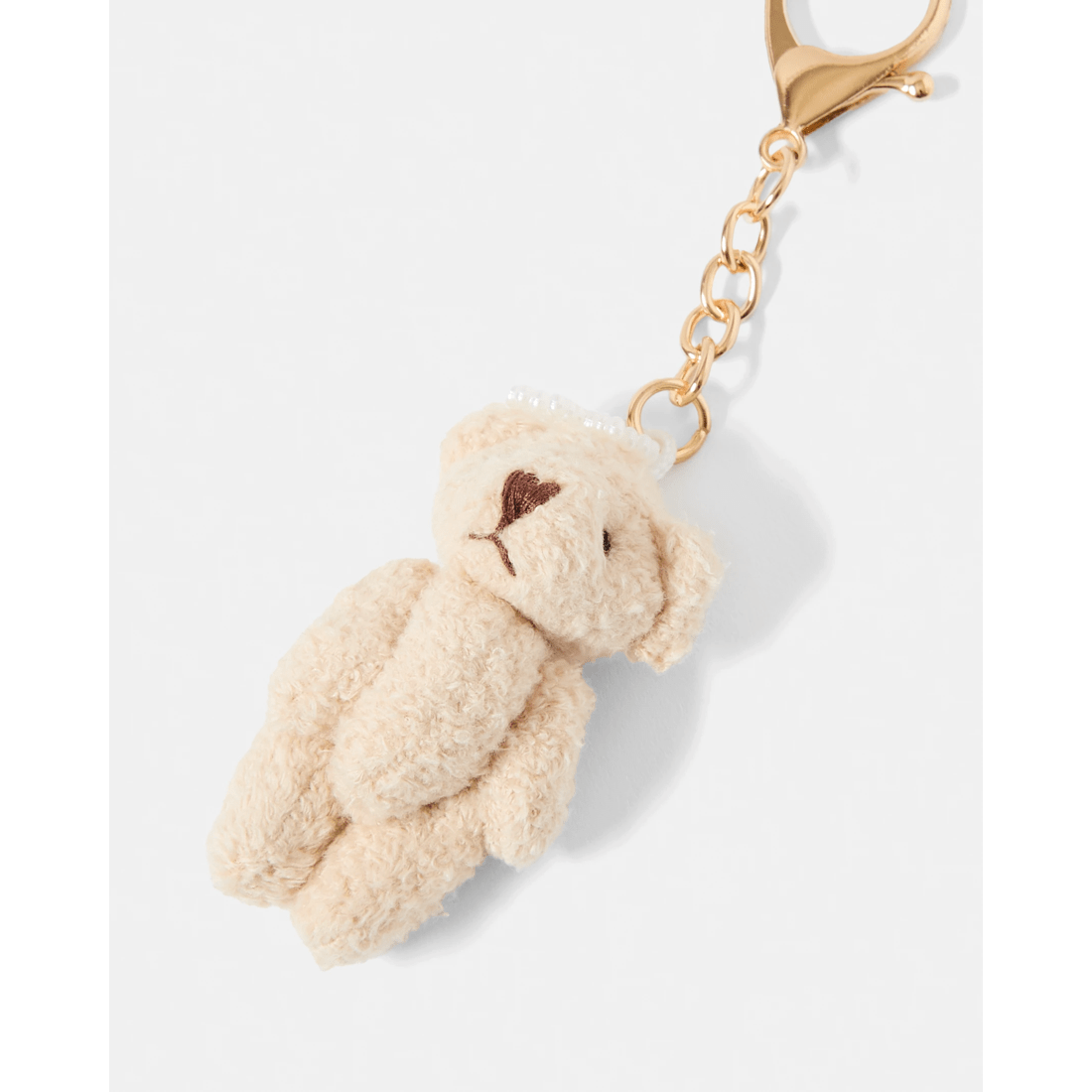 3 Mini Teddy Charm Keyring Gift Set - Gold Tone and Beige, 3 of 3