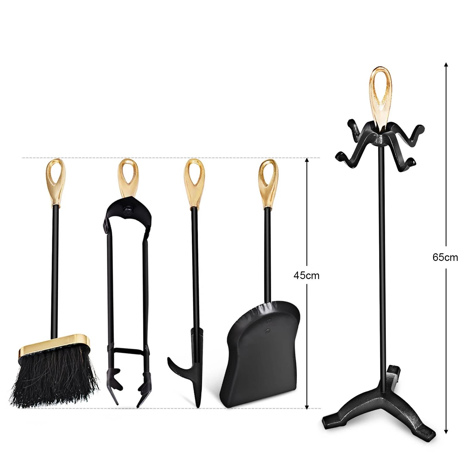 2 Costway 5pcs Iron Fireplace Tools Set Detachable Utility Set, 2 of 3