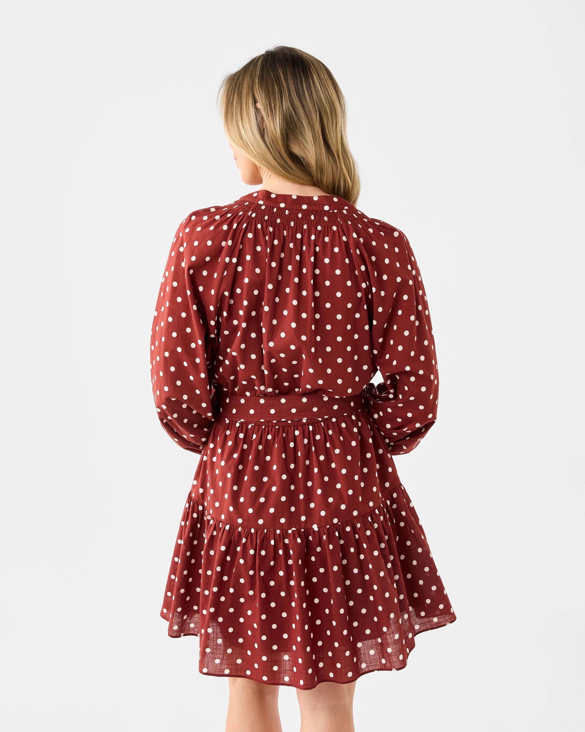3 Long Sleeve Woven Belted Mini Dress Spotrust, 3 of 8