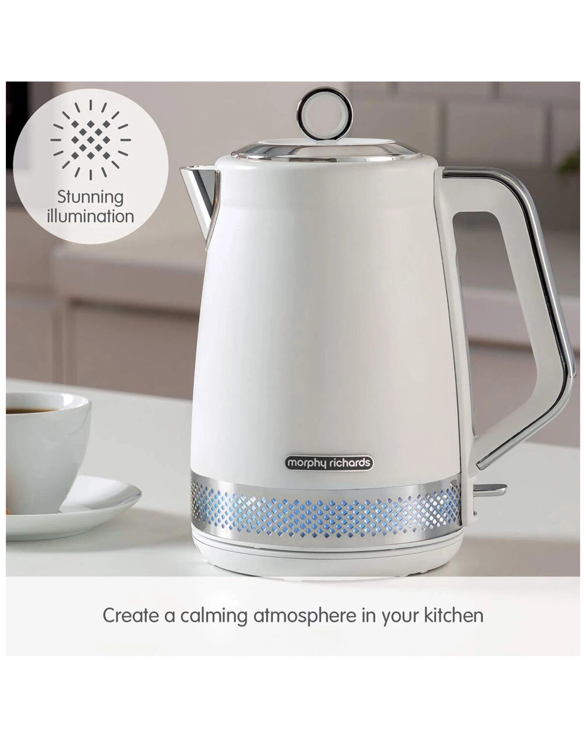 4 Morphy Richards Illumination 1.7 L Electric Kettle 2200w Water Boiling Jug - White, 4 of 10