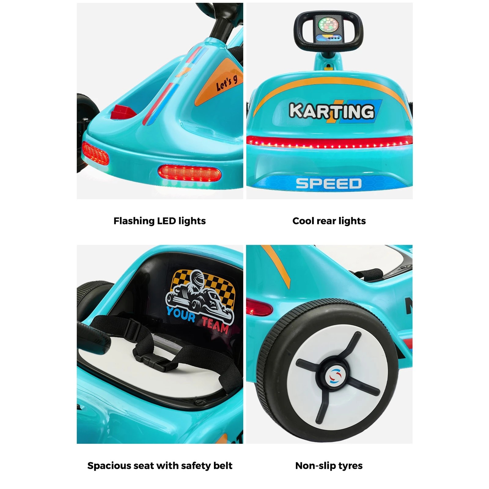 8 Mazam Kids Ride On Car Electric Kart Bluetooth Light Music Remote Control
 - Blue, 8 of 10