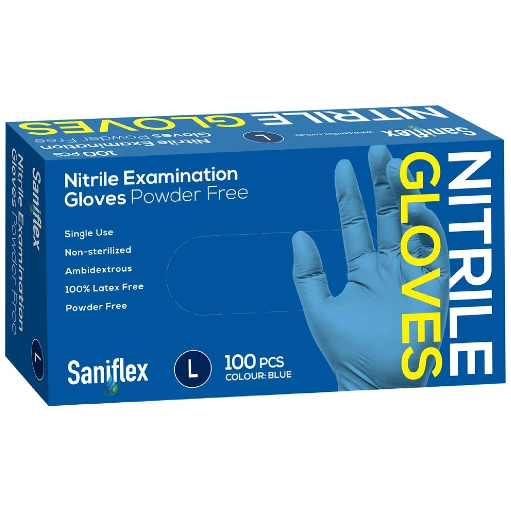 1 Nitrile Examination Gloves 100 Pack Size L Blue, 1 of 1