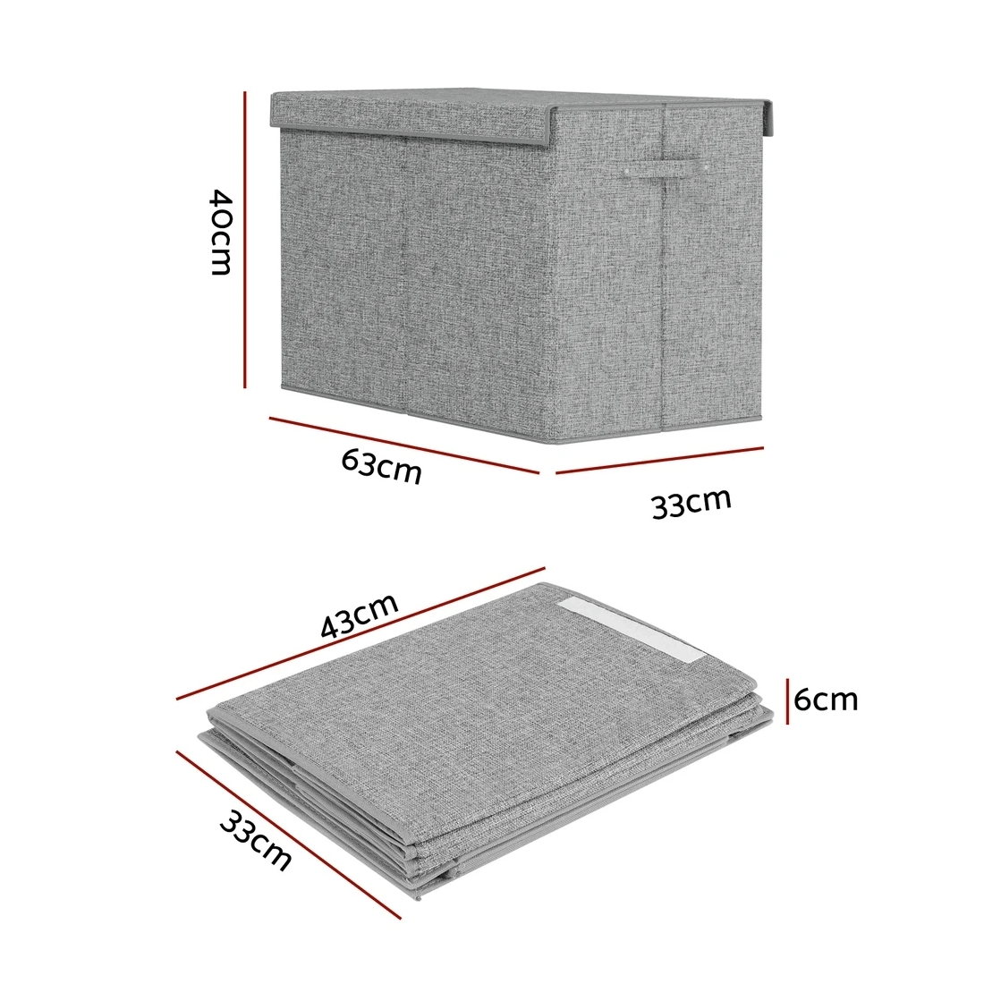 2 Keezi Large Toy Box Chest Storage with Flip-Top Lid Foldable Organizer Bins - Grey, 2 of 6