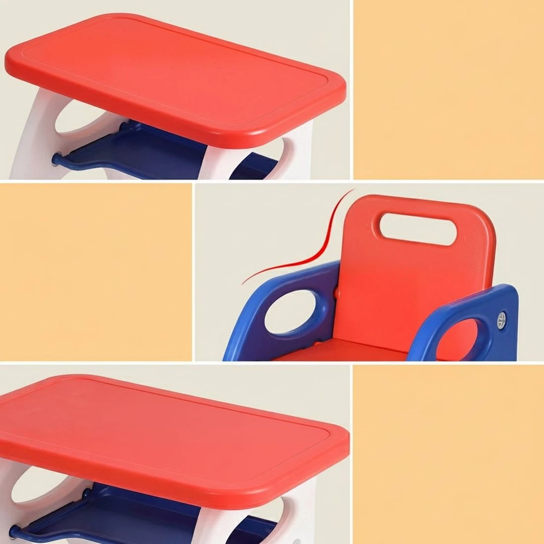 5 Keezi Kids Table and Chair Set HDPE Toddler Activity Play Set Orange/Yellow - Multi, 5 of 6