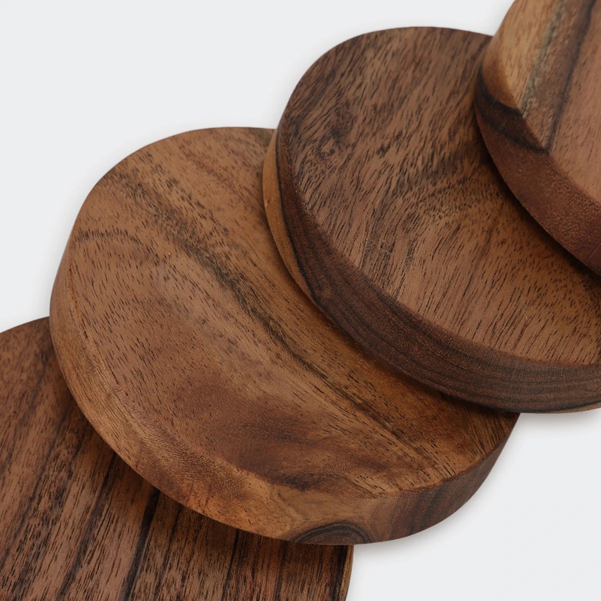 3 Set of 4 Acacia Wood Coasters, 3 of 4