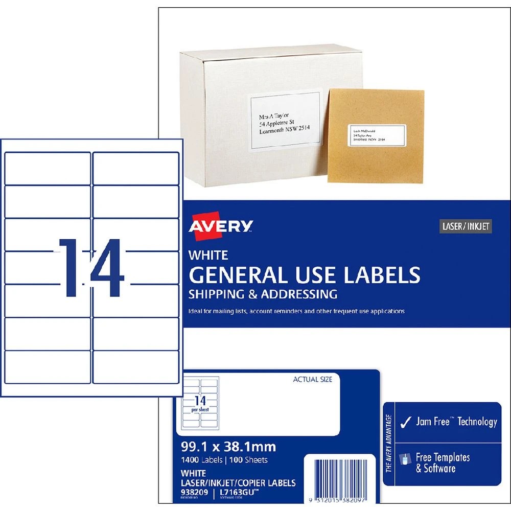 1 Avery 14UP Inkjet Laser General Use Labels White 100 Sheets, 1 of 4