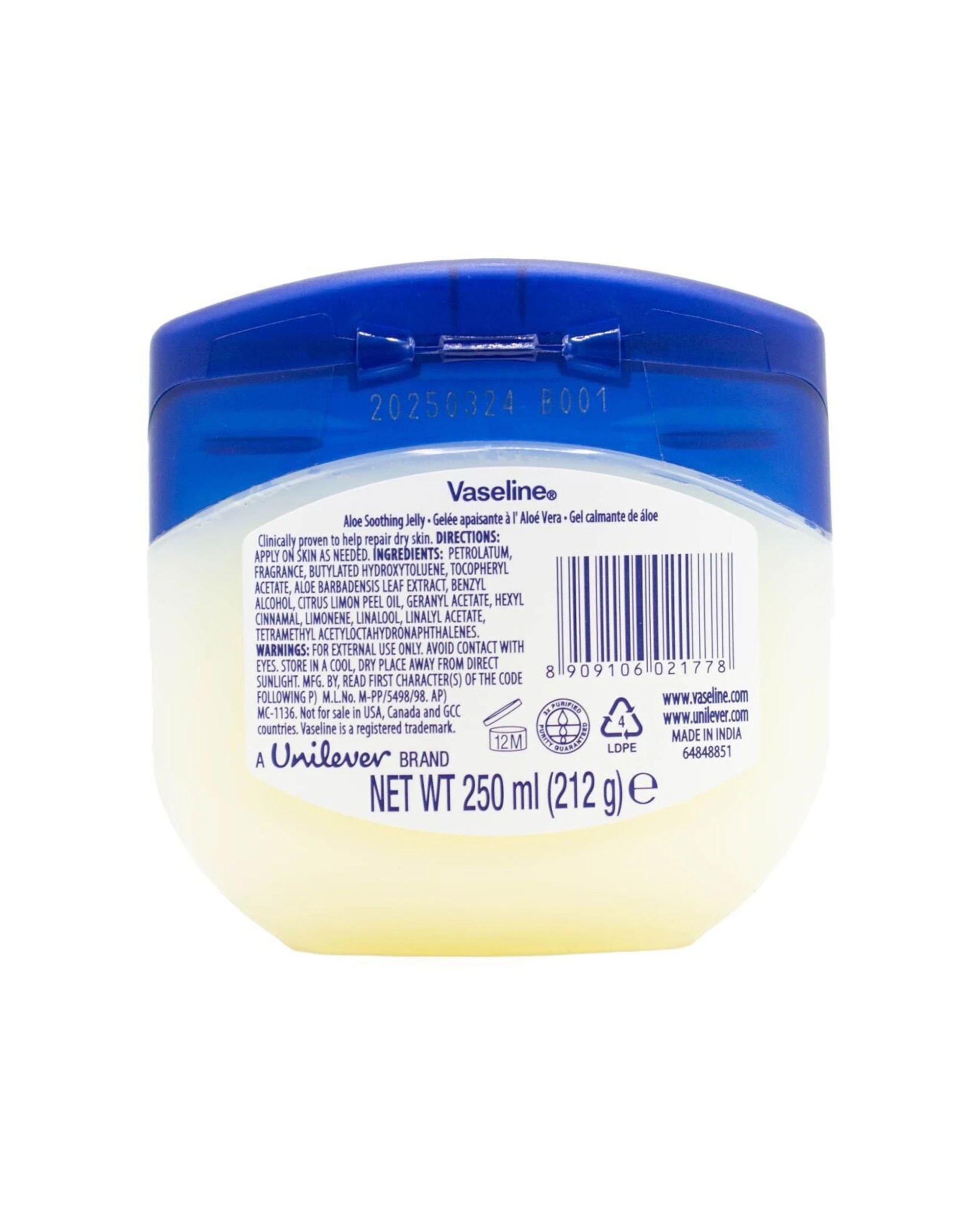 3 Vaseline 6PK Aloe Soothing Jelly After Sun Moisturiser For All Skin Types 250ml - White, 3 of 3