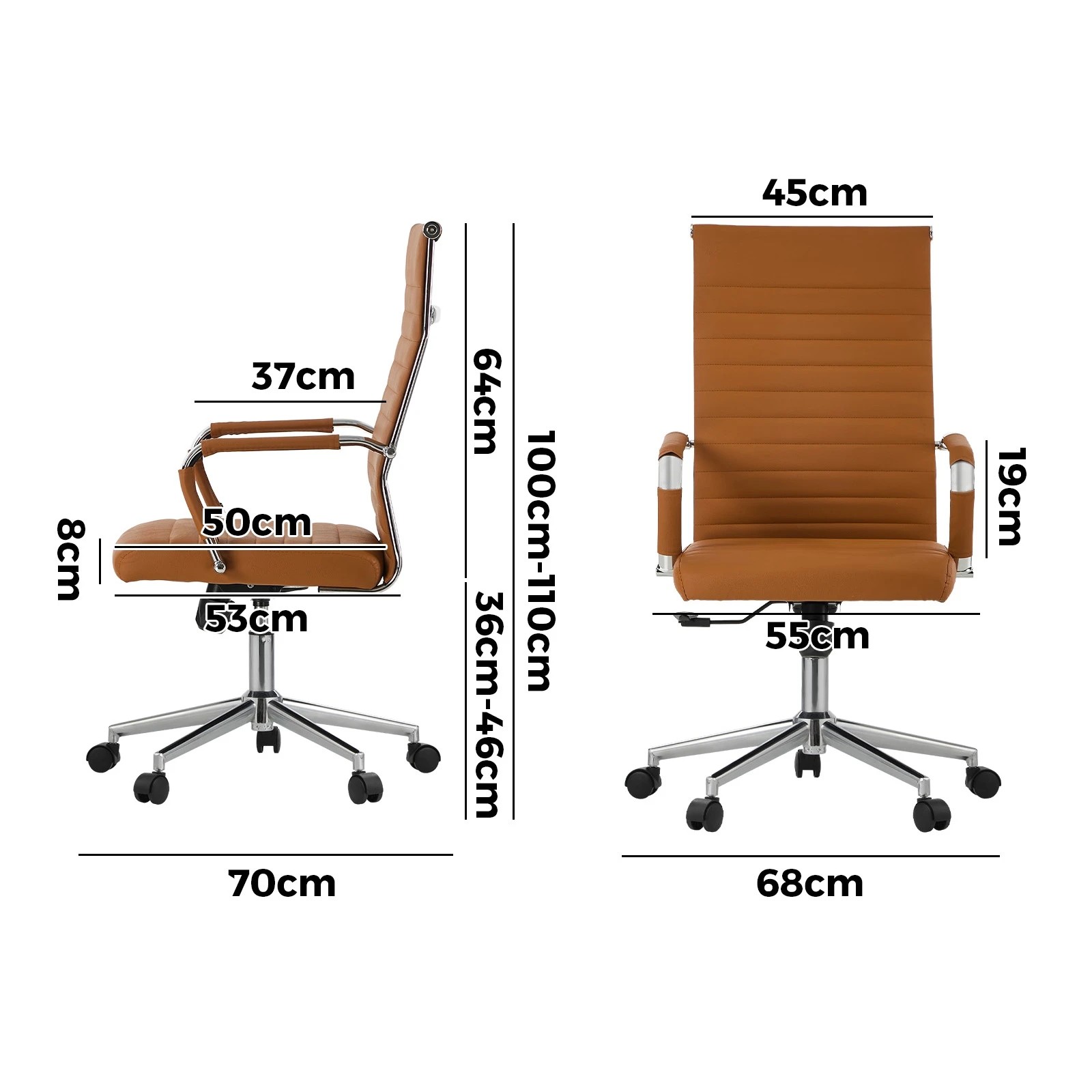 2 Oikiture Office Chair Swivel Desk Chair Faux Leather - Brown, 2 of 6