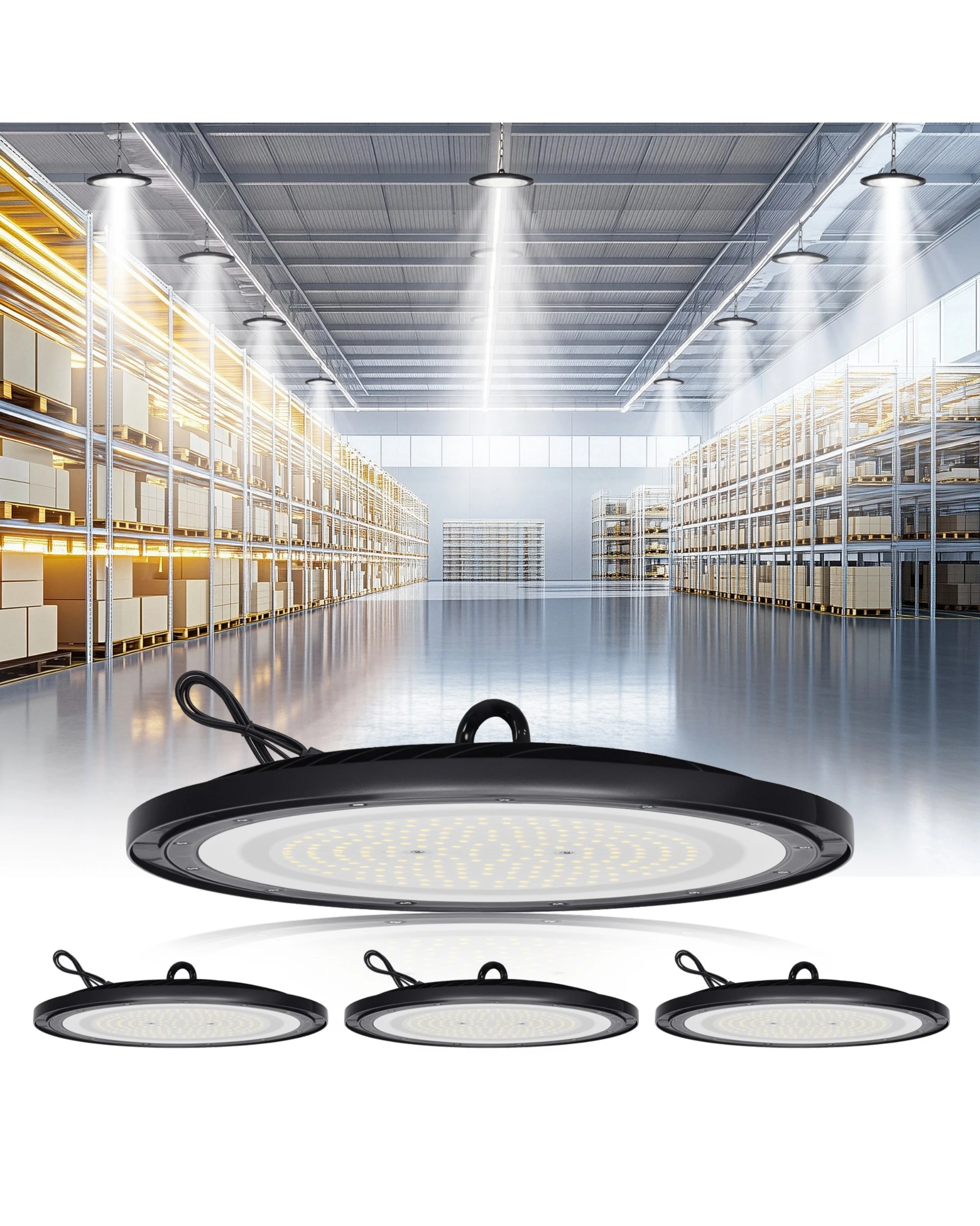 2 Advwin High Bay Lights 6500K 21000LM 4 Pack IP65 Waterproof - Black, 2 of 8