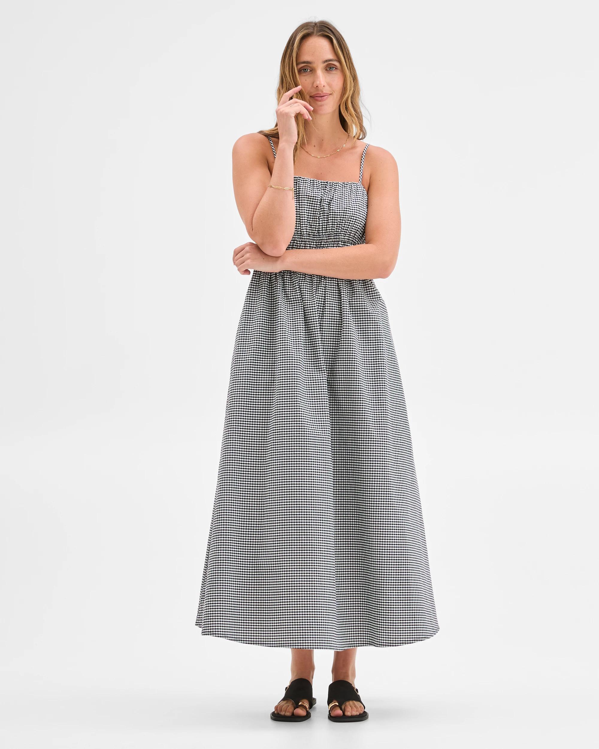 4 Target Woman Channel Tie Sleeveless Maxi Dress GINGHAM, 4 of 7