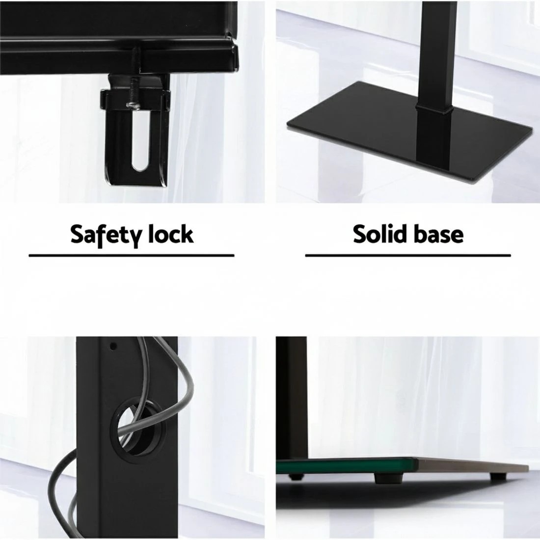 5 Artiss TV Stand Mount Bracket for 32"-70" LED LCD Glass Storage Floor Shelf - Black, 5 of 7