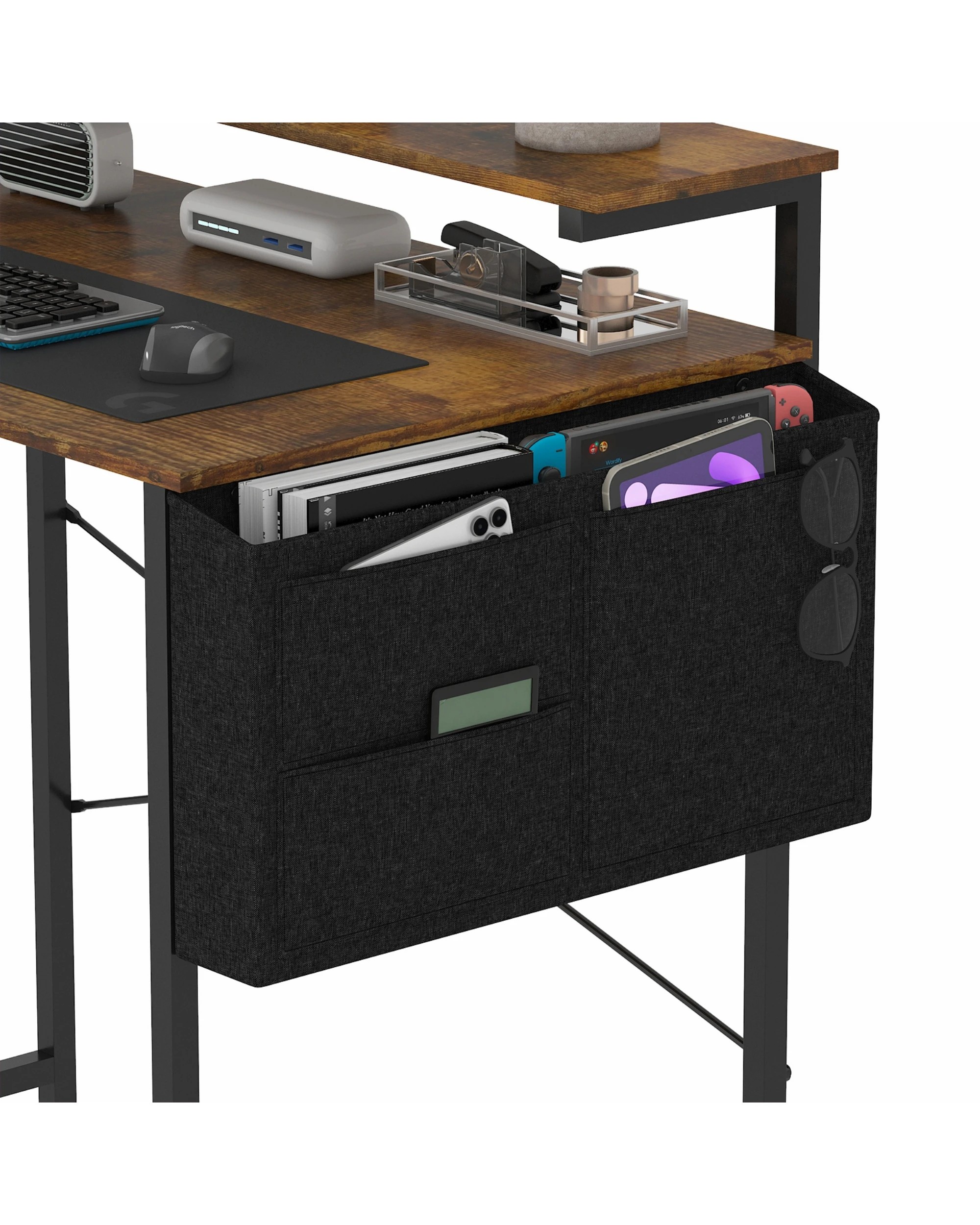 9 Advwin 80cm Small Computer Desk with Adjustable Monitor Stand and Storage Bag, 9 of 10