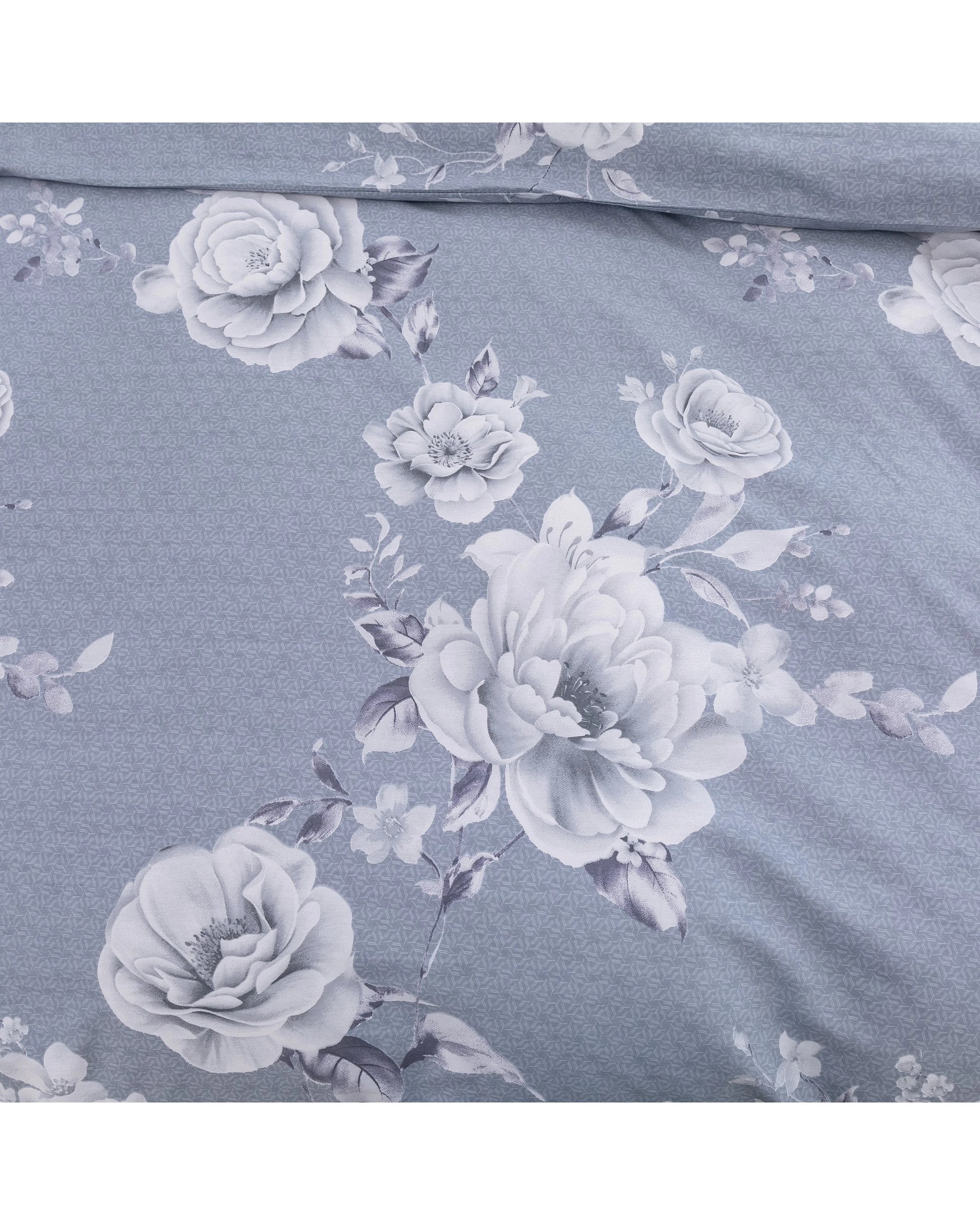 4 Dreamaker Blossom 100% Cotton Quilt Cover Set - Queen Bed - Silver, 4 of 5