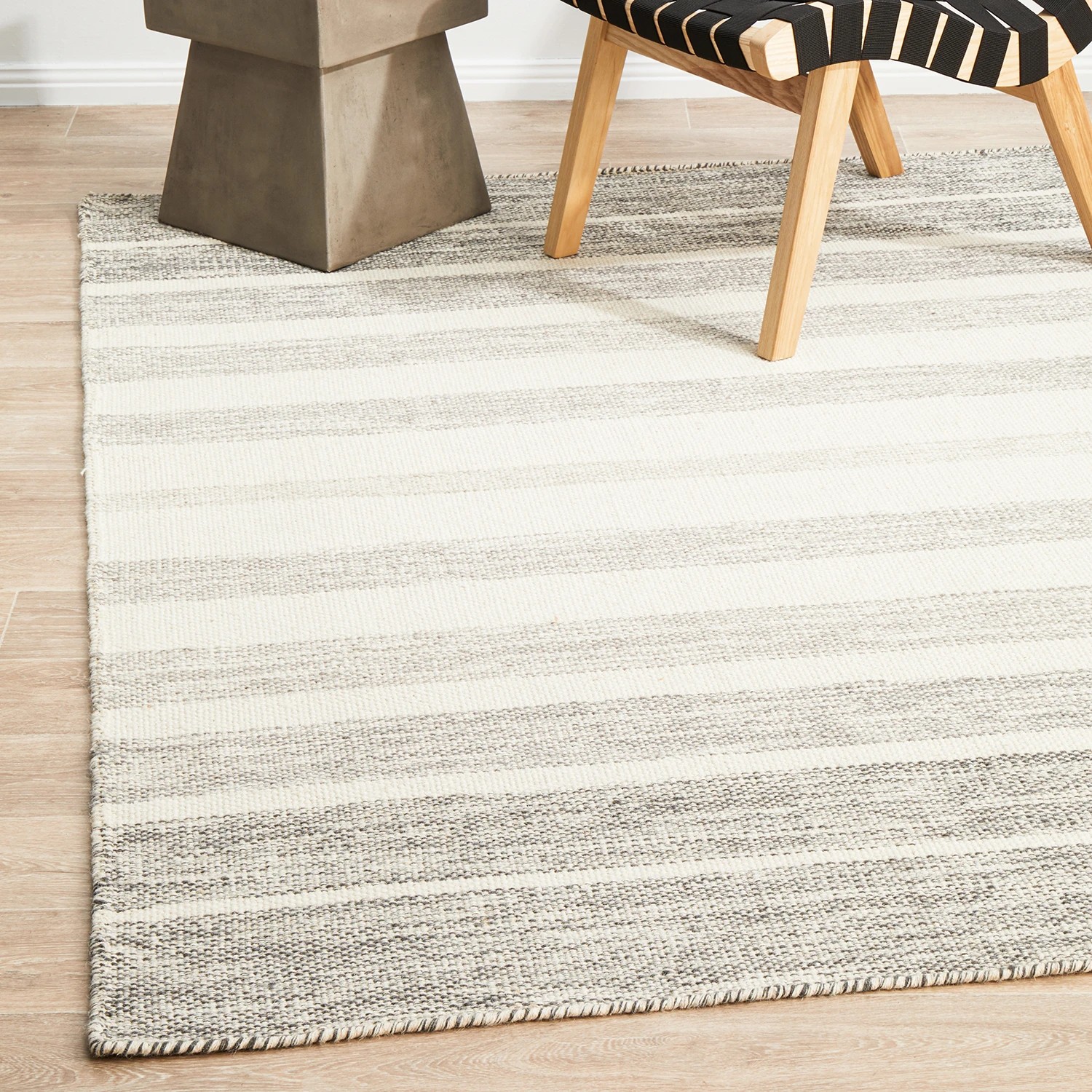 1 Common Ground Rugs Nordica 309 225x155cm - Medium Hand Loomed Wool Floor Rug - Silver, 1 of 9