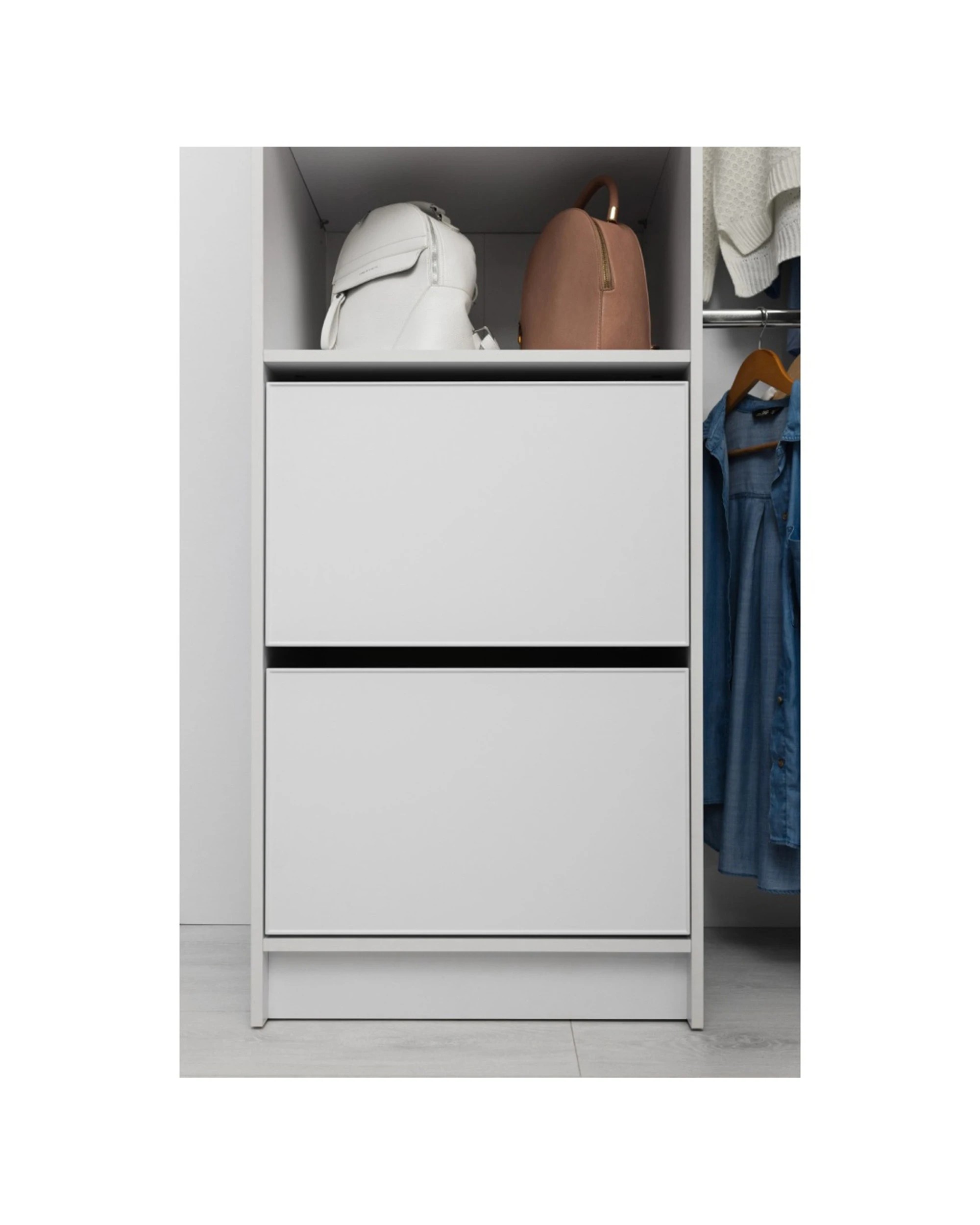 6 European Cabinetry Basel Walk In Wardrobe Kit Slim Shaker Panel Swiss Krono Boards - White, 6 of 6