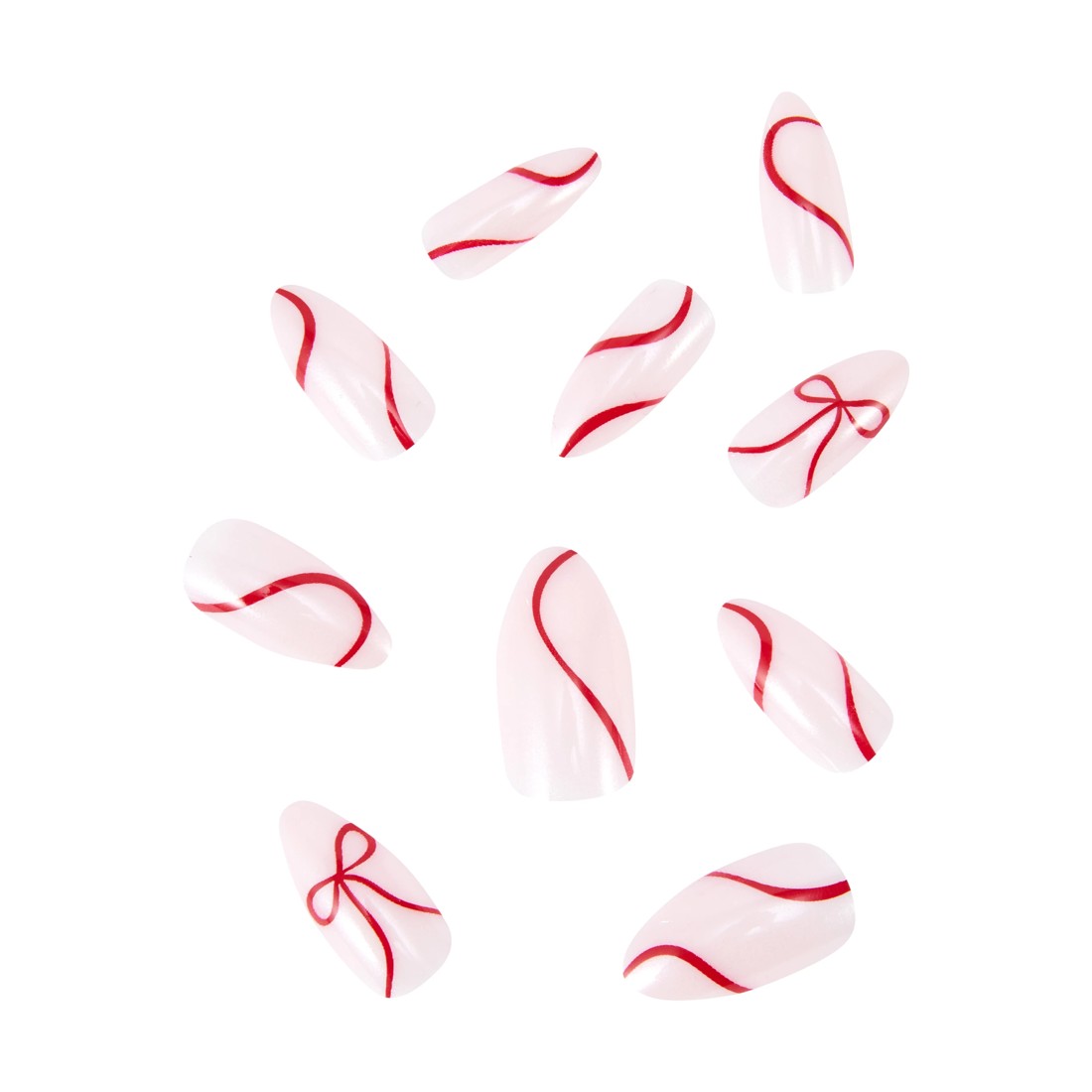 2 OXX Cosmetics 24 Pack Artificial Nails with Adhesive - Stiletto Shape, Christmas Bow, 2 of 4