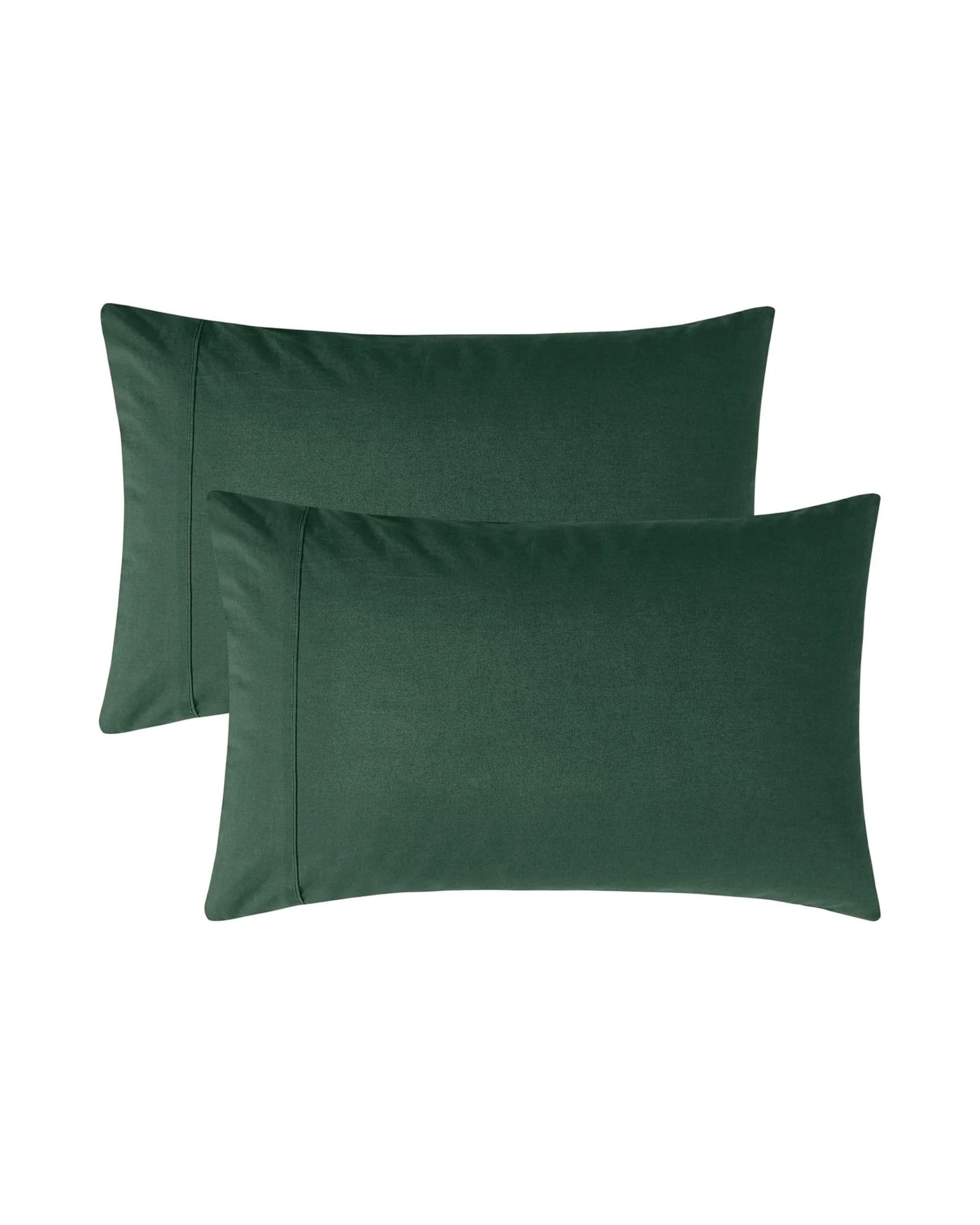 4 Gioia Casa Vintage Washed Cotton Fitted Sheet Set Soft Breathable - King Single Bed - Forest Green, 4 of 4