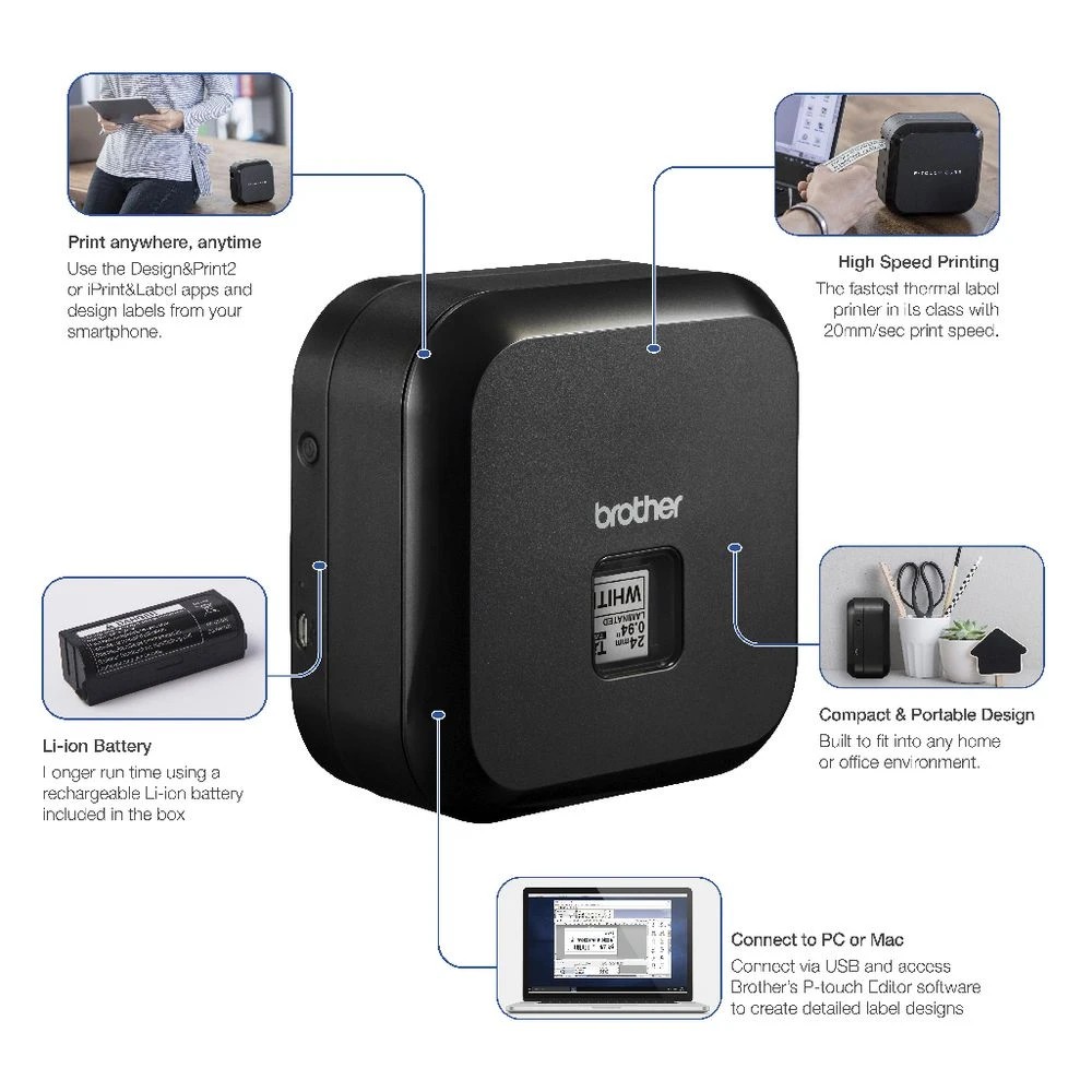 6 Brother P-touch Cube Label Maker PT-P710BT, 6 of 8