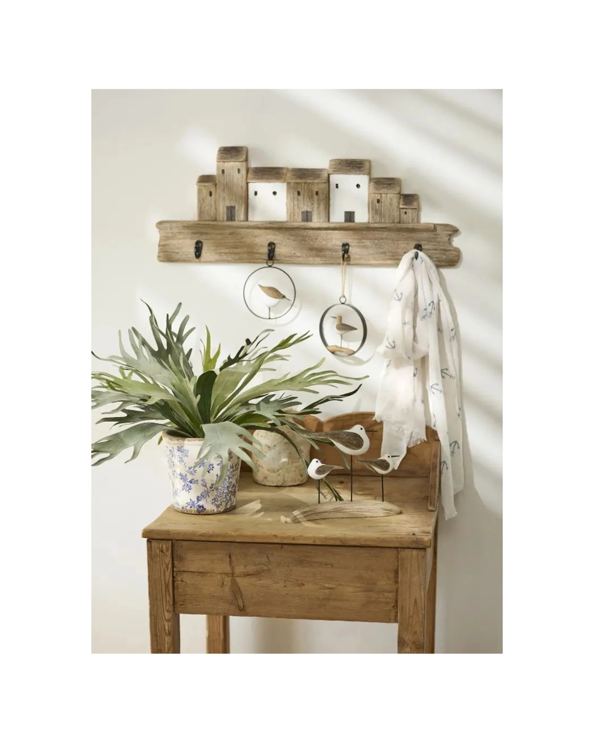 3 Alfresco 12cm Timber Ring Wall Mount Hanging Home Decor Whale Bird - Natural, 3 of 5