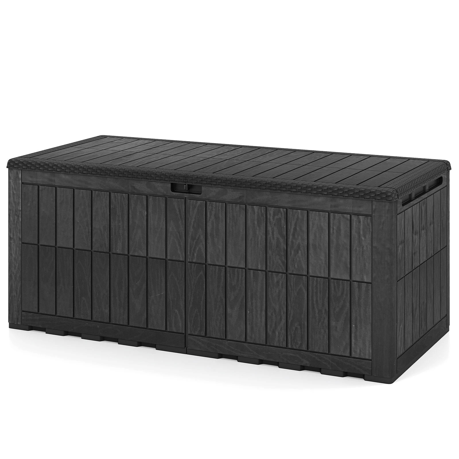 1 Costway 680L Outdoor Deck Box Patio Bench All-Weather Storage Bin w/Handles - Black, 1 of 6