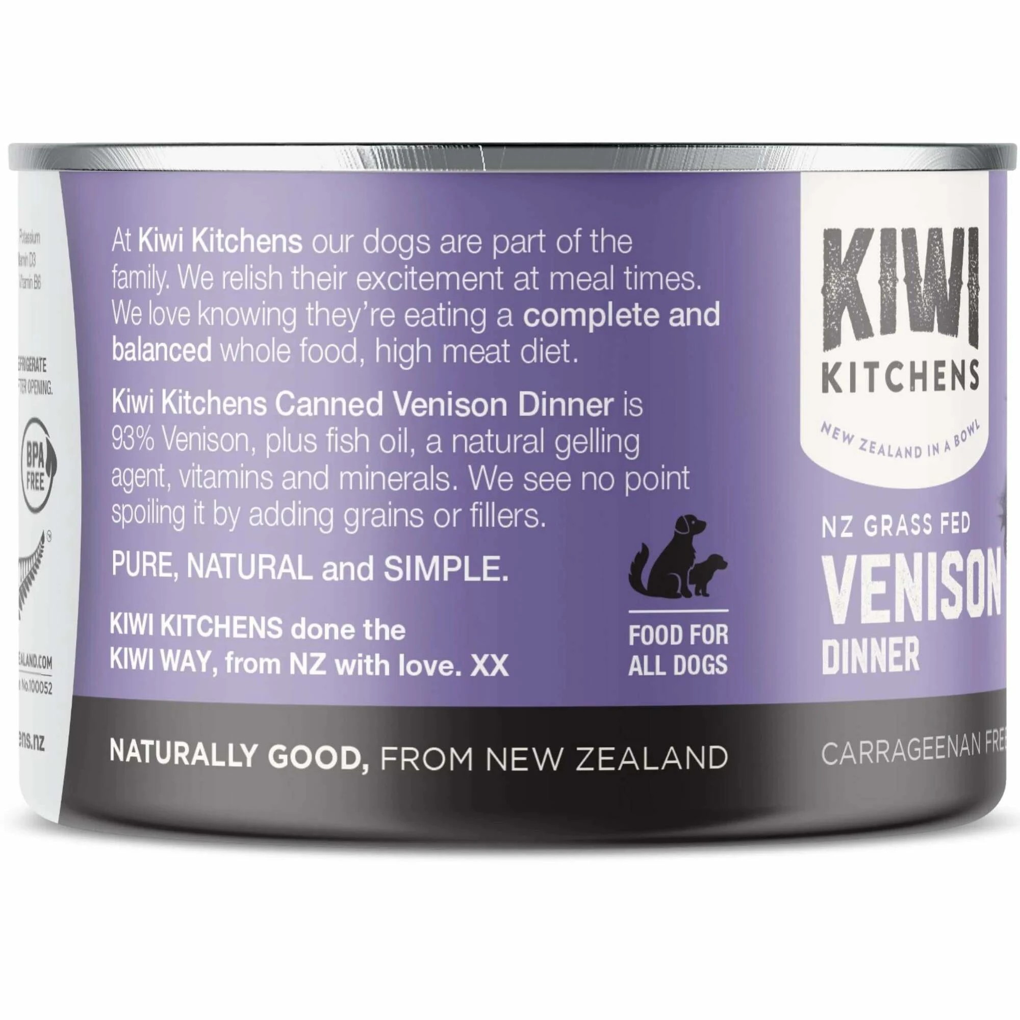 2 Kiwi Kitchens Venison Dinner Canned Dog Food 18X170g, 2 of 2