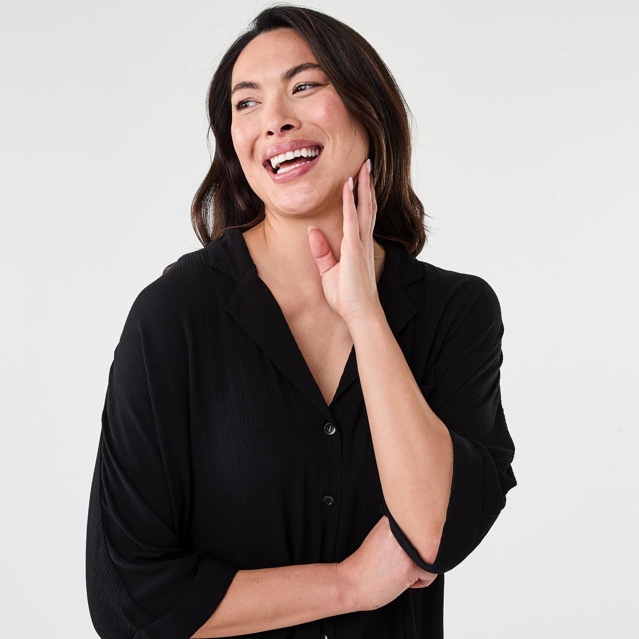 3 Short Dolman Sleeve Shirt Black, 3 of 7