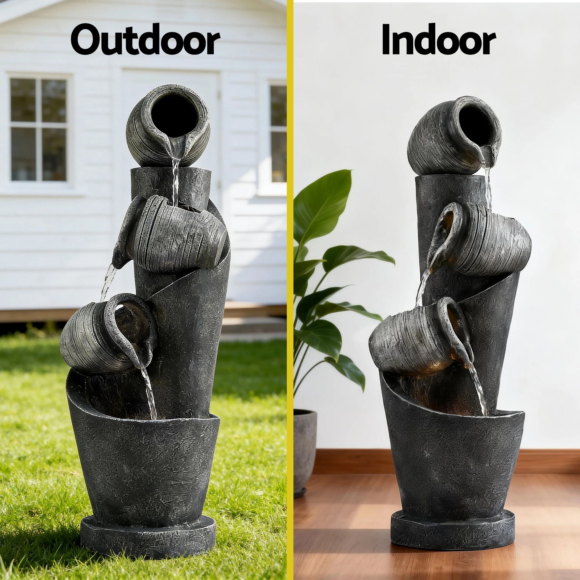 2 Gardeon Solar Fountain Water Feature Cascading Fountain 3-Tier Pot LED Lights - Multi, 2 of 5