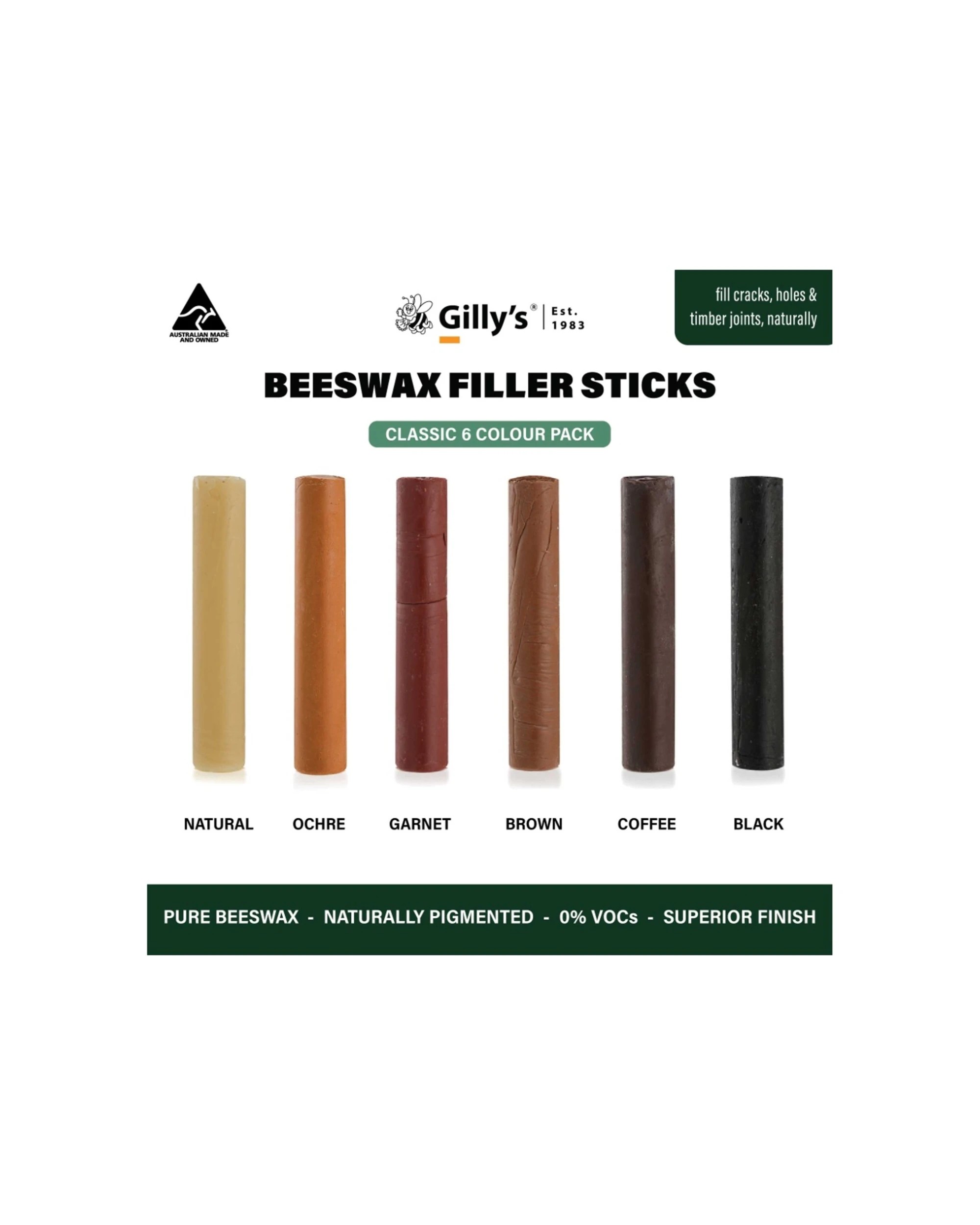 3 Gillys 6PK Beeswax Filler Sticks For Timber Cracks and Holes Repair - Multi, 3 of 8