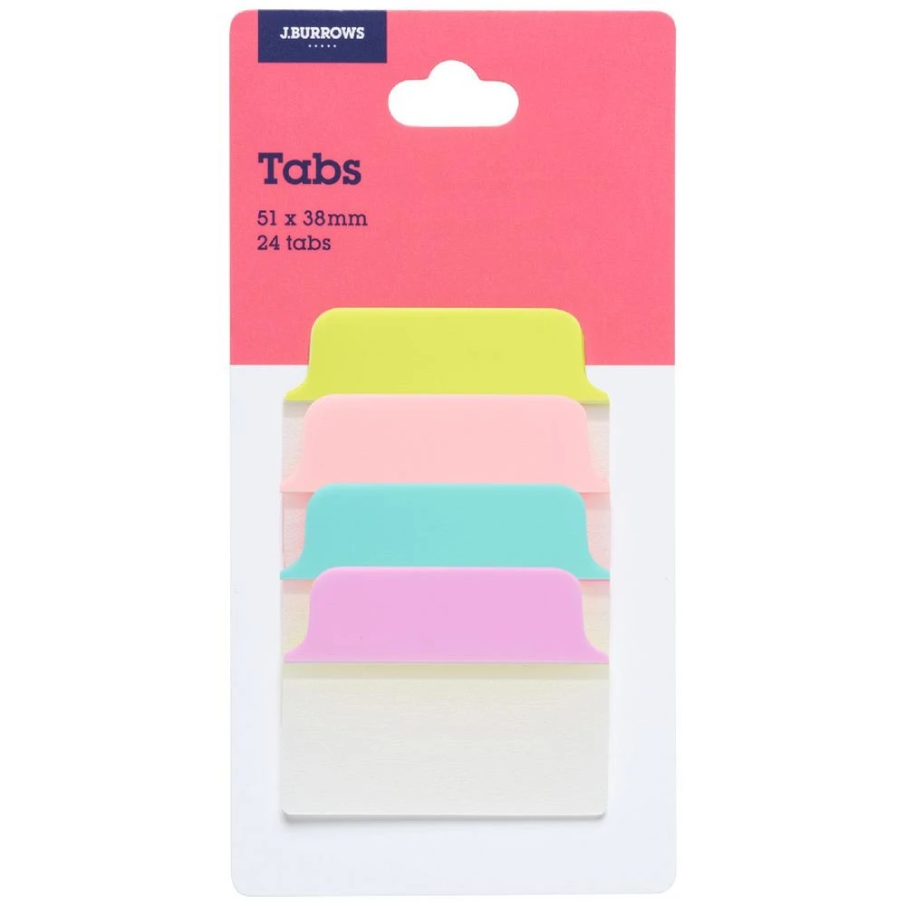 1 J.Burrows Tabs 51x38mm Pastel Assorted 4 Pack, 1 of 3