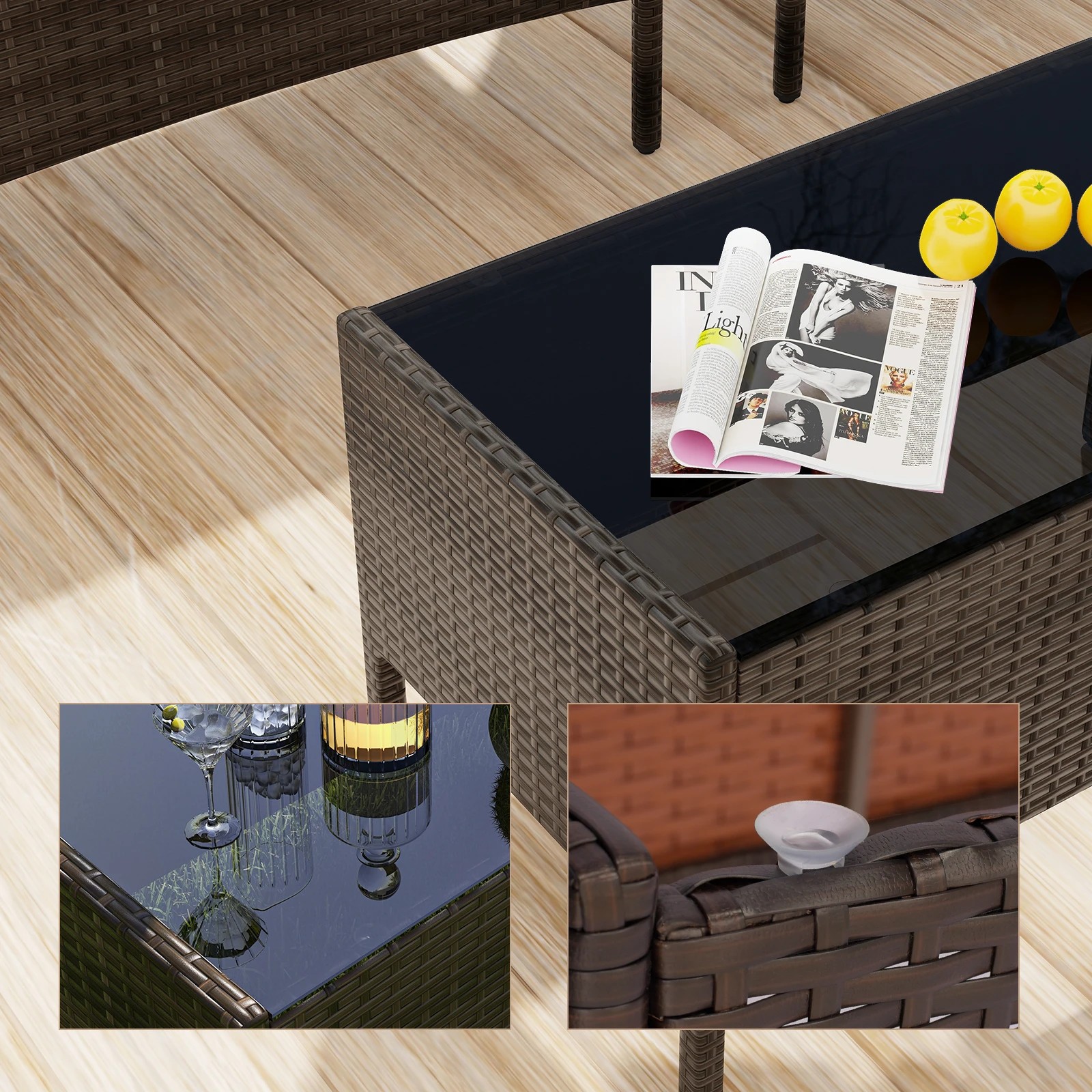 3 Costway 4pcs Outdoor Wicker Furniture Setting Garden Patio Sofa Lounge Set - Black, 3 of 5