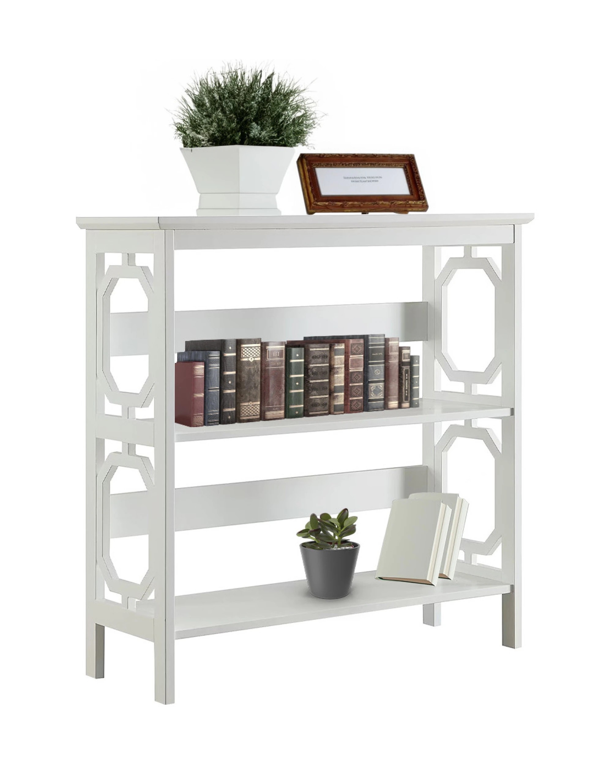 7 Sarantino Laurel 3-tier Bookshelf Display Rack In White, 7 of 10