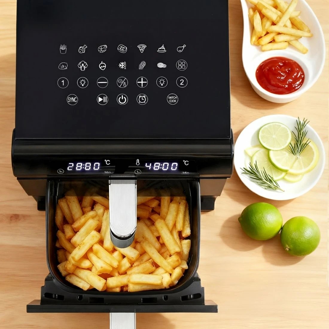 4 Devanti Air Fryer Oven 11L Dual Zone Fryers - White, 4 of 7