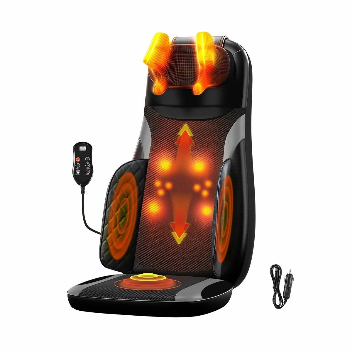 2 HOMASA Full Body Massage Cushion Chair Back Neck Massager Seat Shiatsu Massaging Pad Vibration Heat Kneading Rolling, 2 of 3