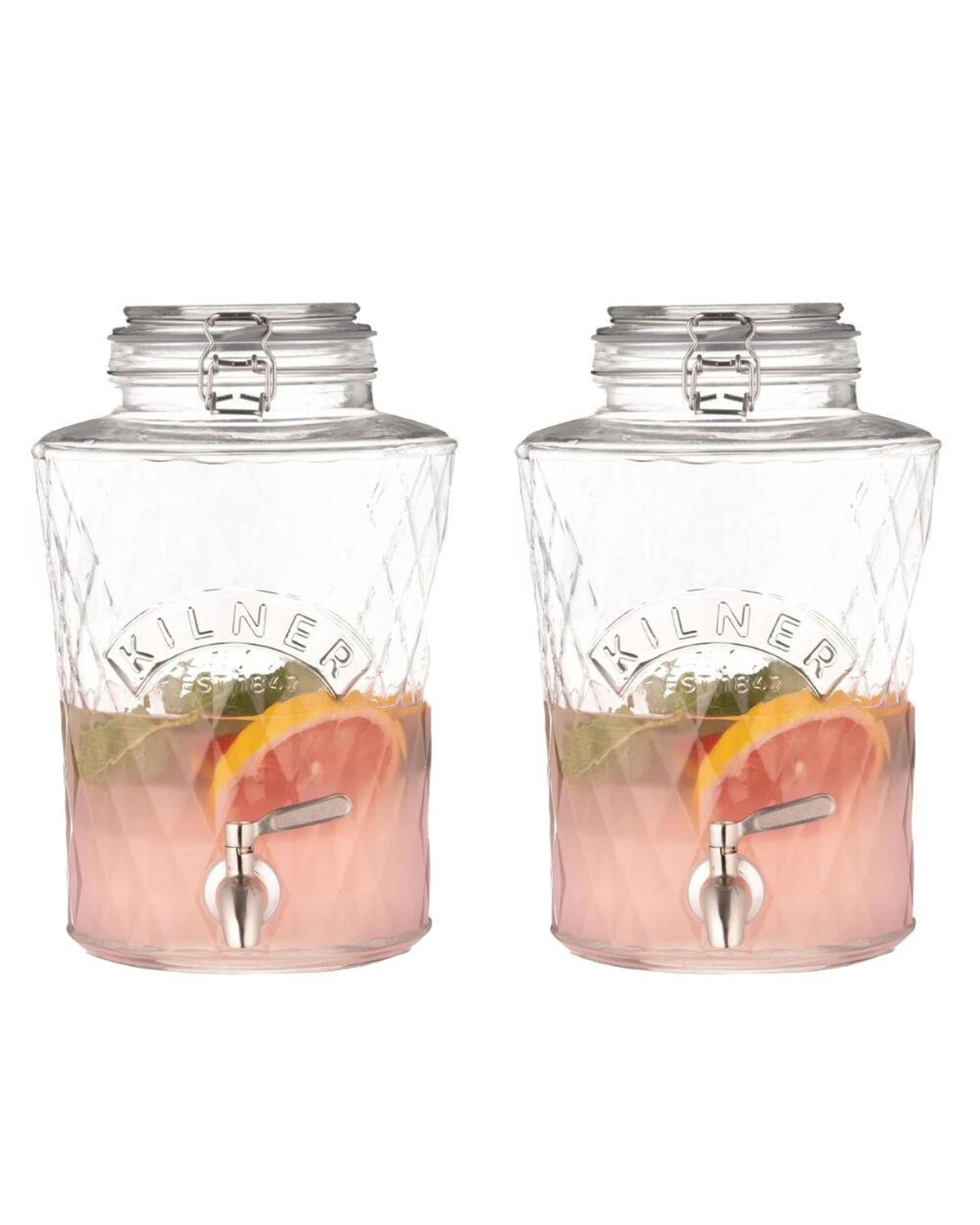 1 Kilner Diamond Drink Dispenser with Stainless Steel Tap 5L  Set of 2, 1 of 2