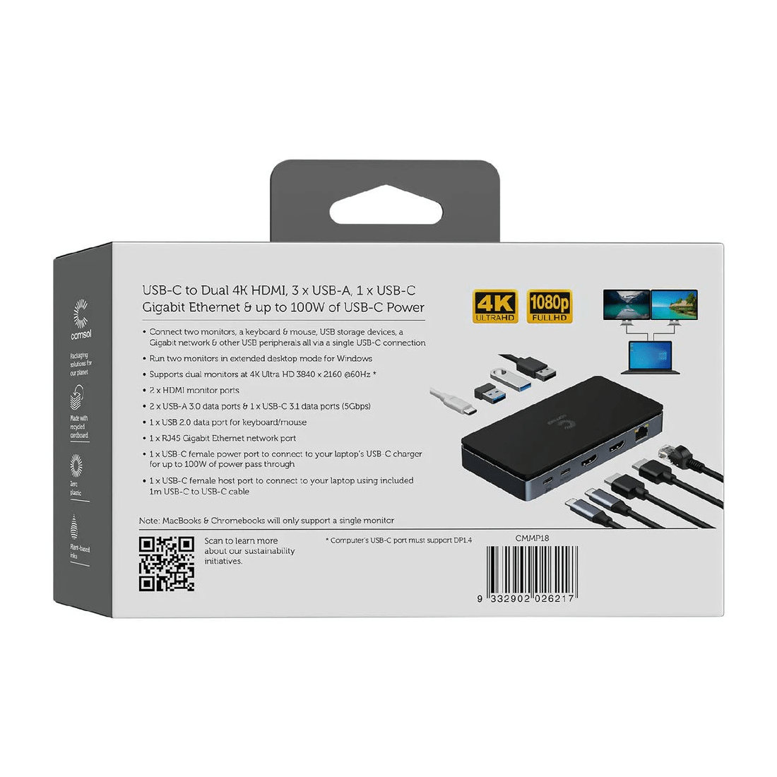 5 Comsol USB-C Dual 4K HDMI Mini Docking Station, 5 of 5