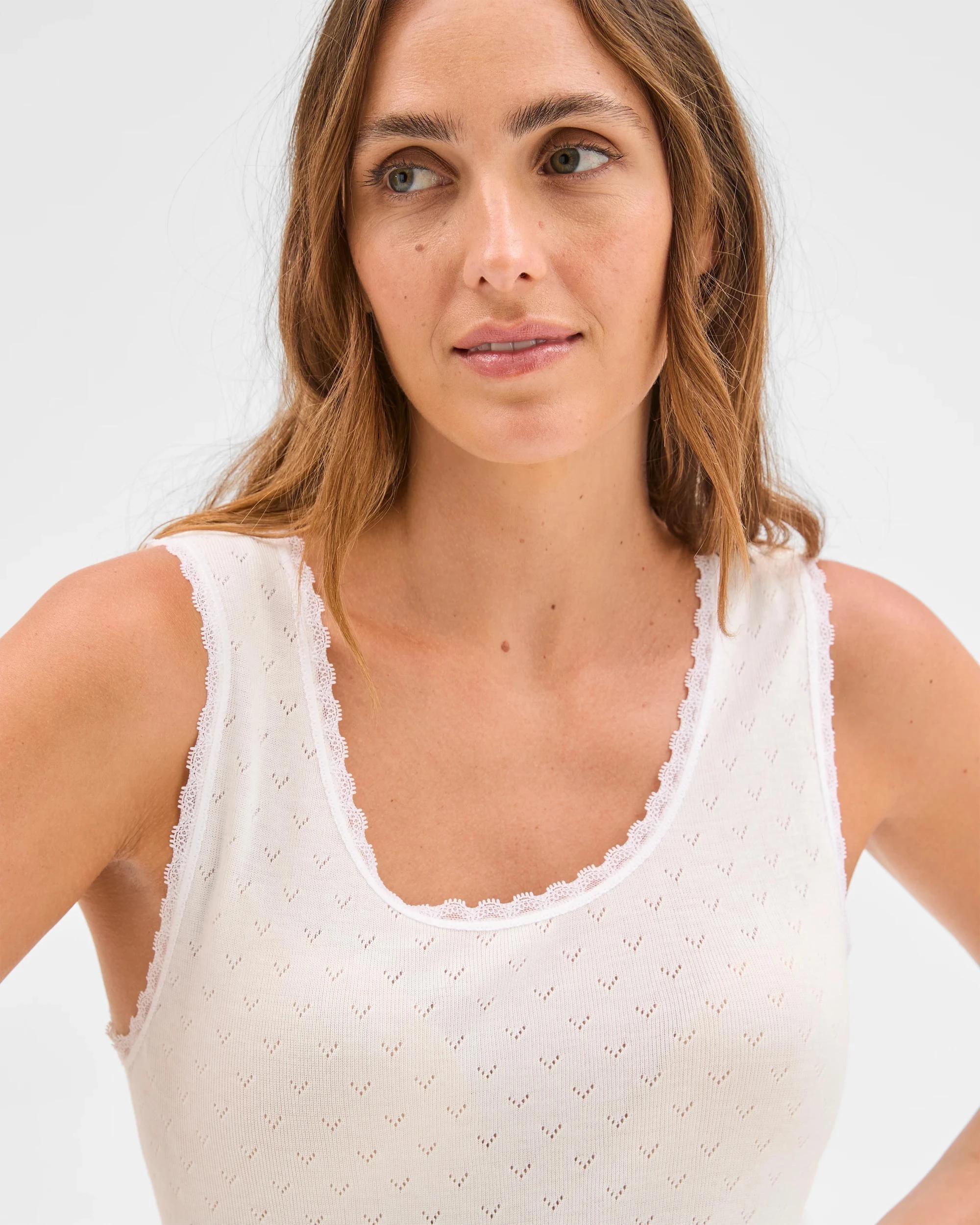 3 Target Woman Pointelle Knit Thermal Vest WHITE, 3 of 5