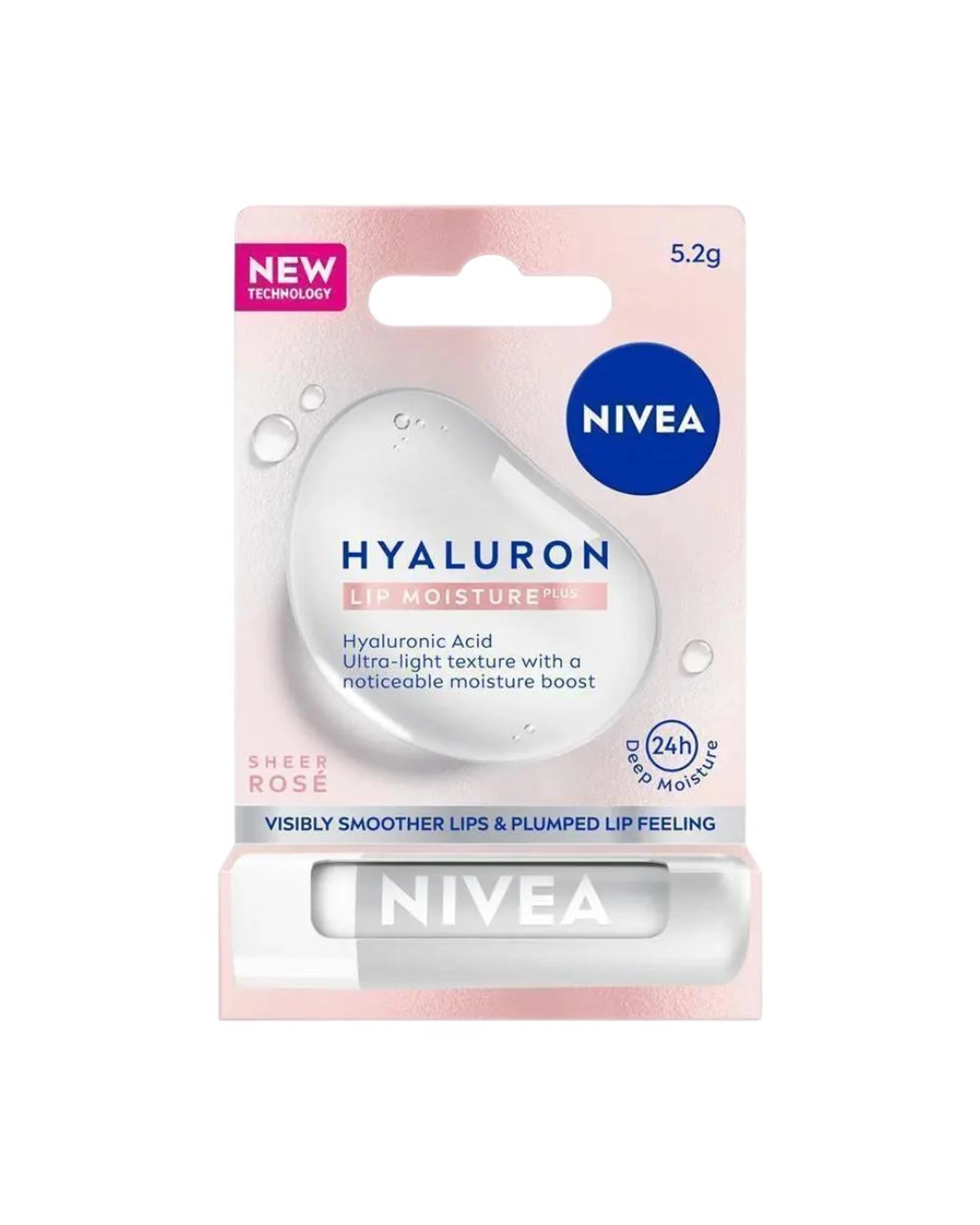 2 6 x Nivea Lip Moisture Plus Hyaluron Lip Balm 5.2g - Sheer Rose - Clear, 2 of 6