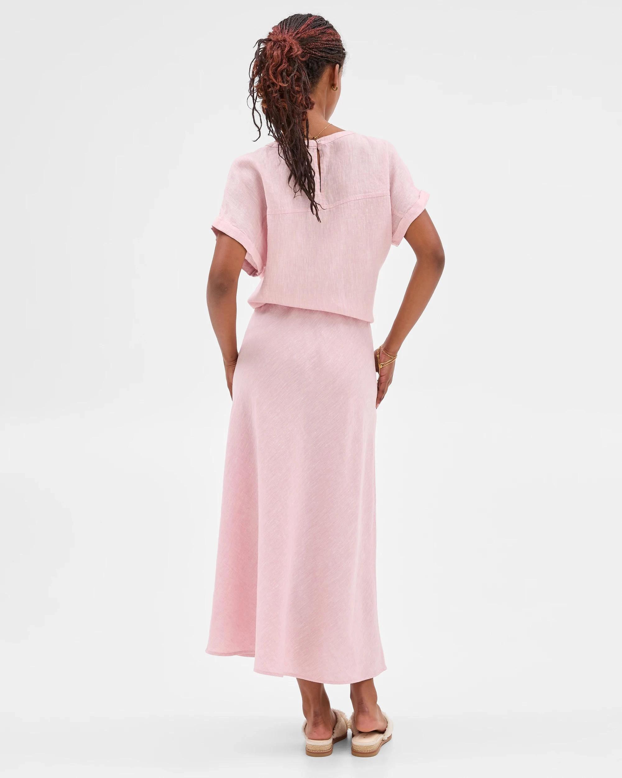 6 Target Petites European Linen Bias Maxi Skirt PRETTY PINK, 6 of 6