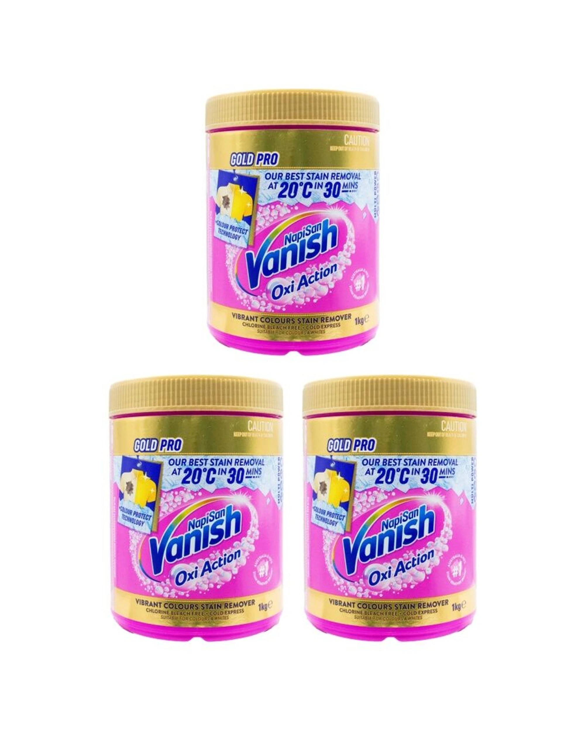 1 Vanish 3PK Napisan Oxi Action Pro Stain Remover Powder Vibrant Colours - White, 1 of 4