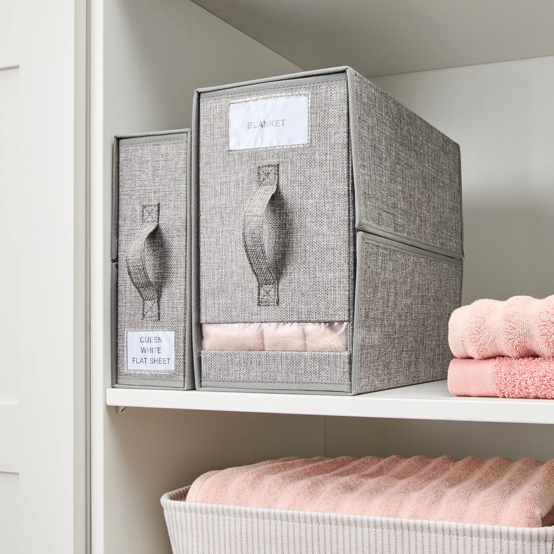 1 Linen Look Large Bed Linen Box - Charcoal, 1 of 10