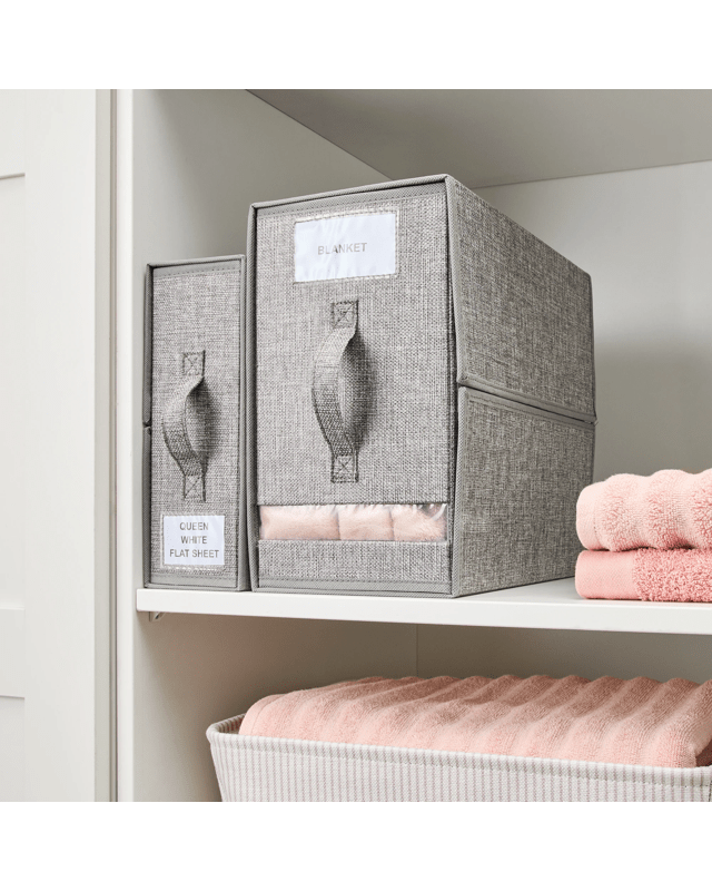 Linen Look Large Bed Linen Box - Char