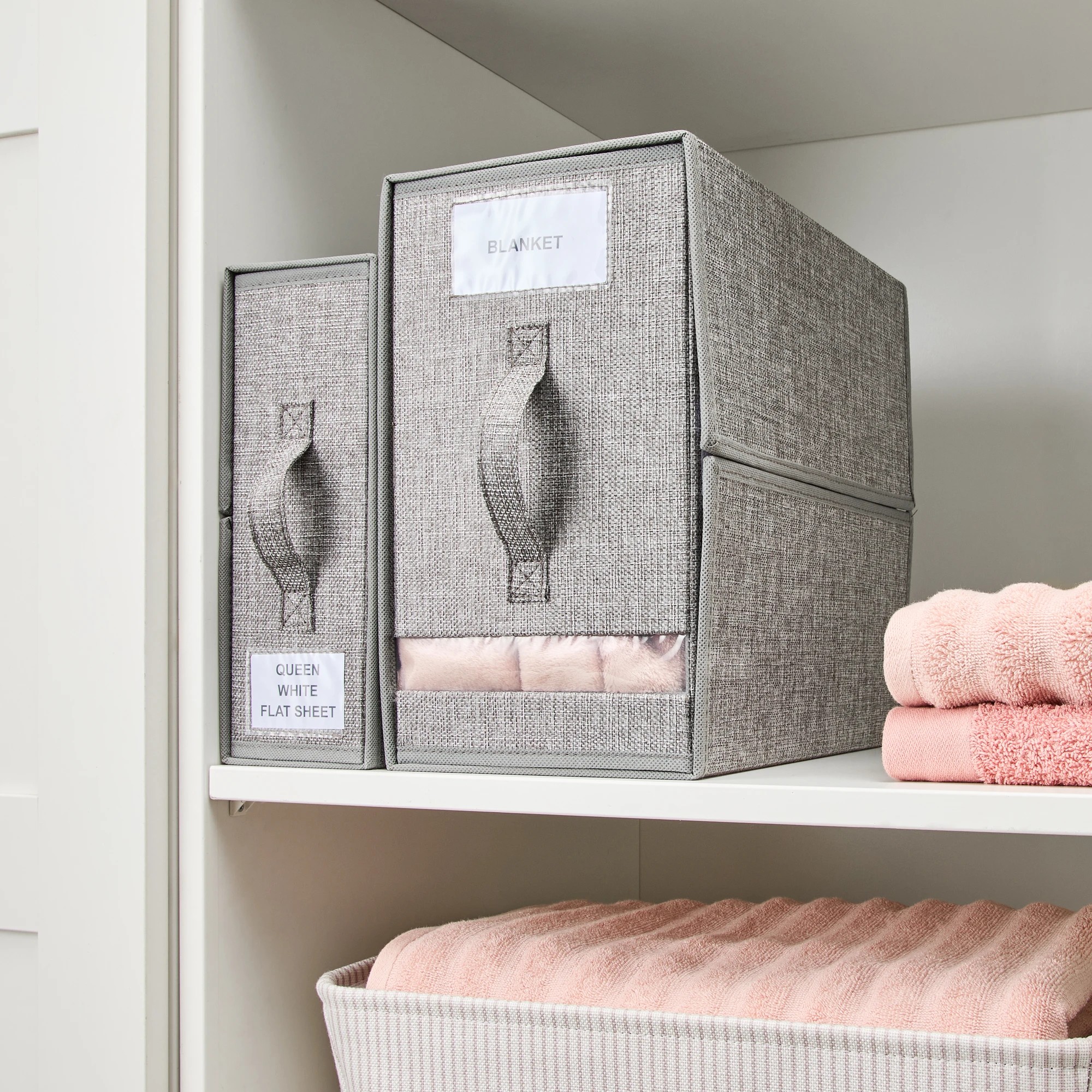 1 Linen Look Large Bed Linen Box - Charcoal, 1 of 10