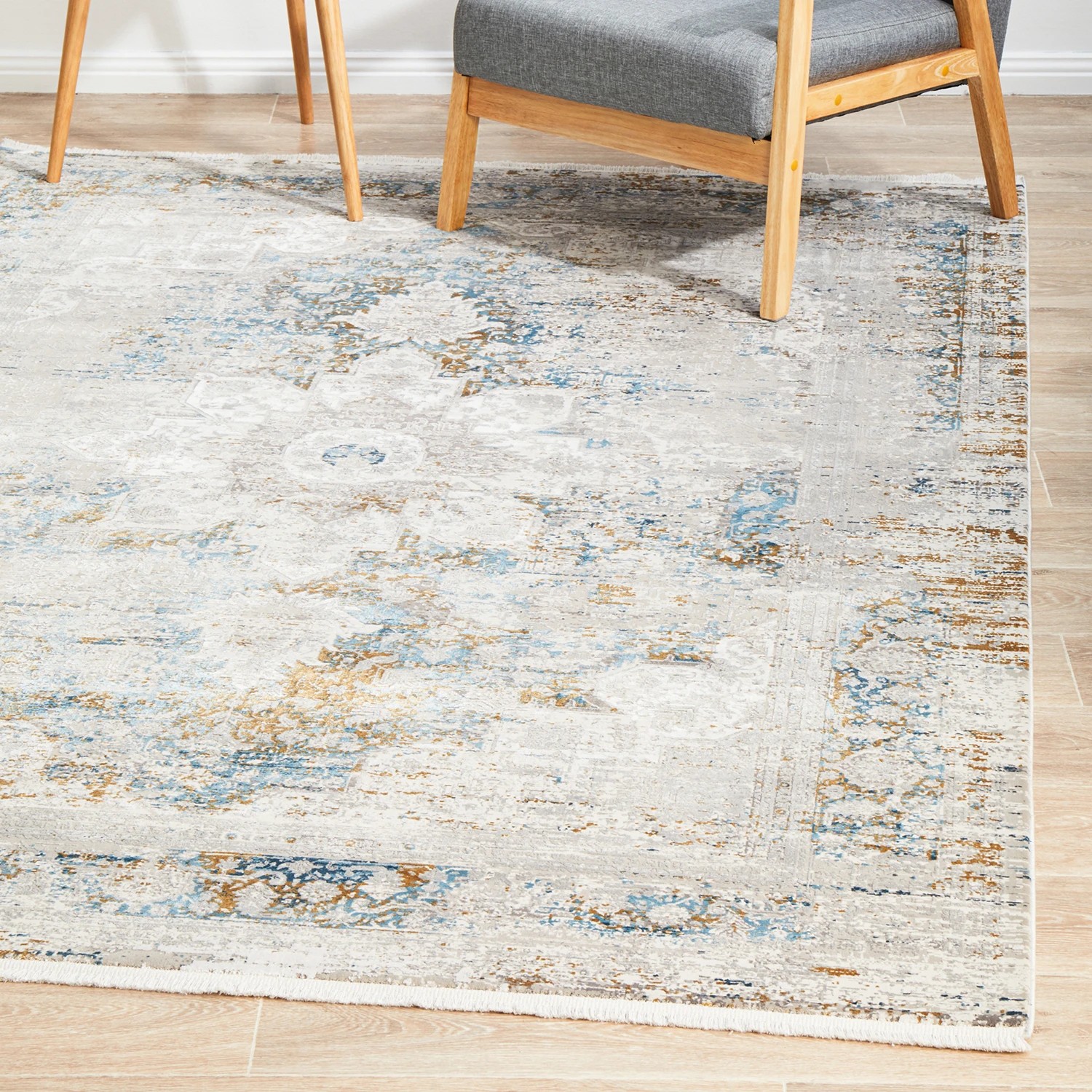 4 Common Ground Rugs Glimmers 104 290x200cm - Large Bamboo Silk Power Loomed Floor Rug - Blue, 4 of 9