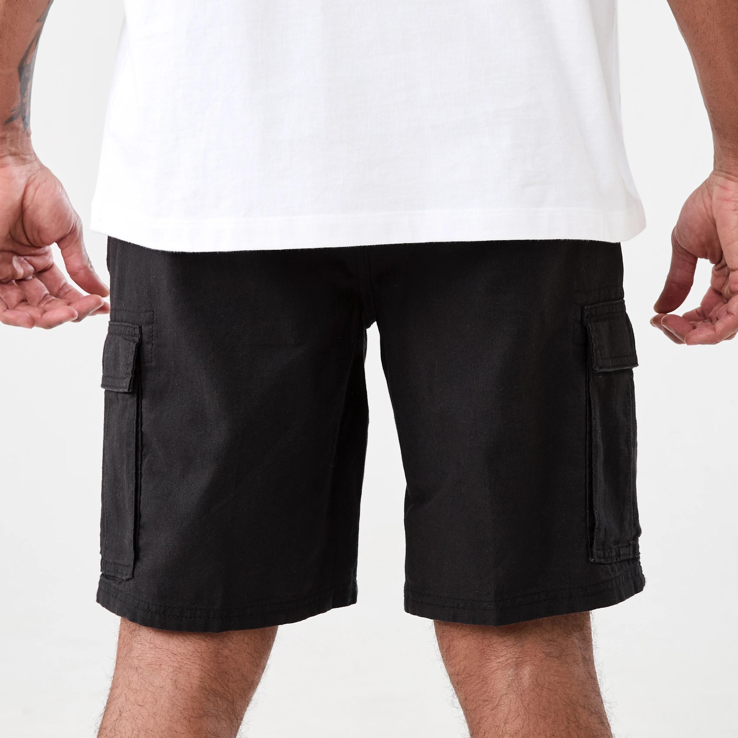 3 Cotton Linen Cargo Shorts BLACK, 3 of 7