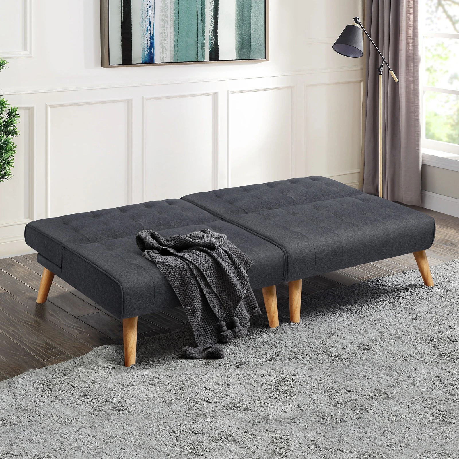 9 Alfordson 2x Sofa Bed Single Chair Fabric - Grey, 9 of 9