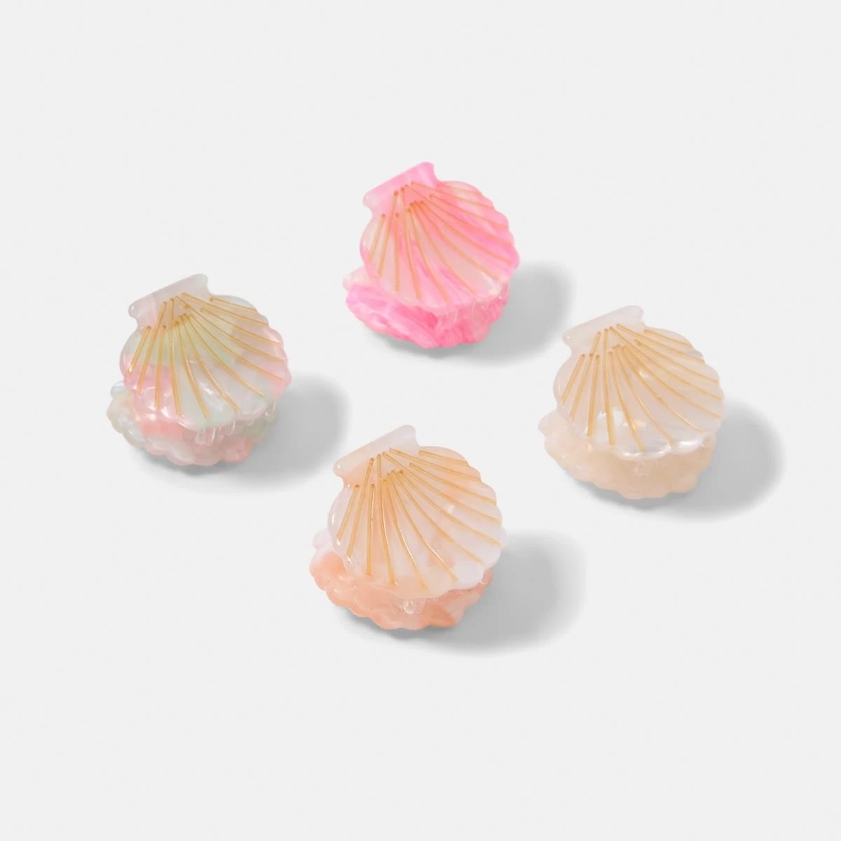 2 4 Pack Pink Mini Shell Claw Hair Clips, 2 of 4