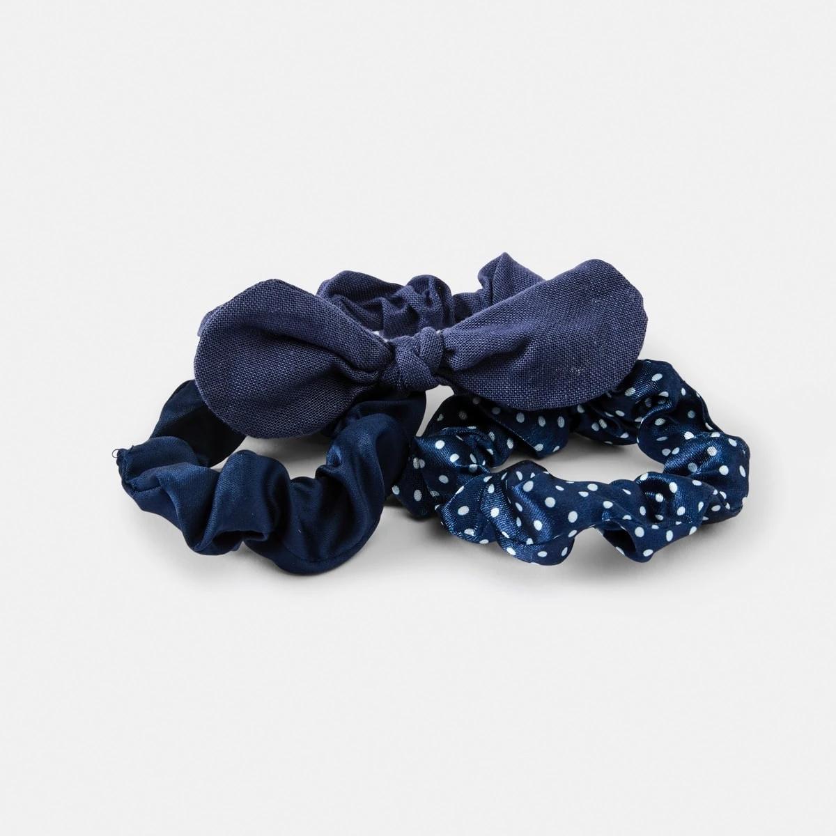 3 3 Pack Mixed Hair Scrunchies Nvy Sphire, 3 of 4