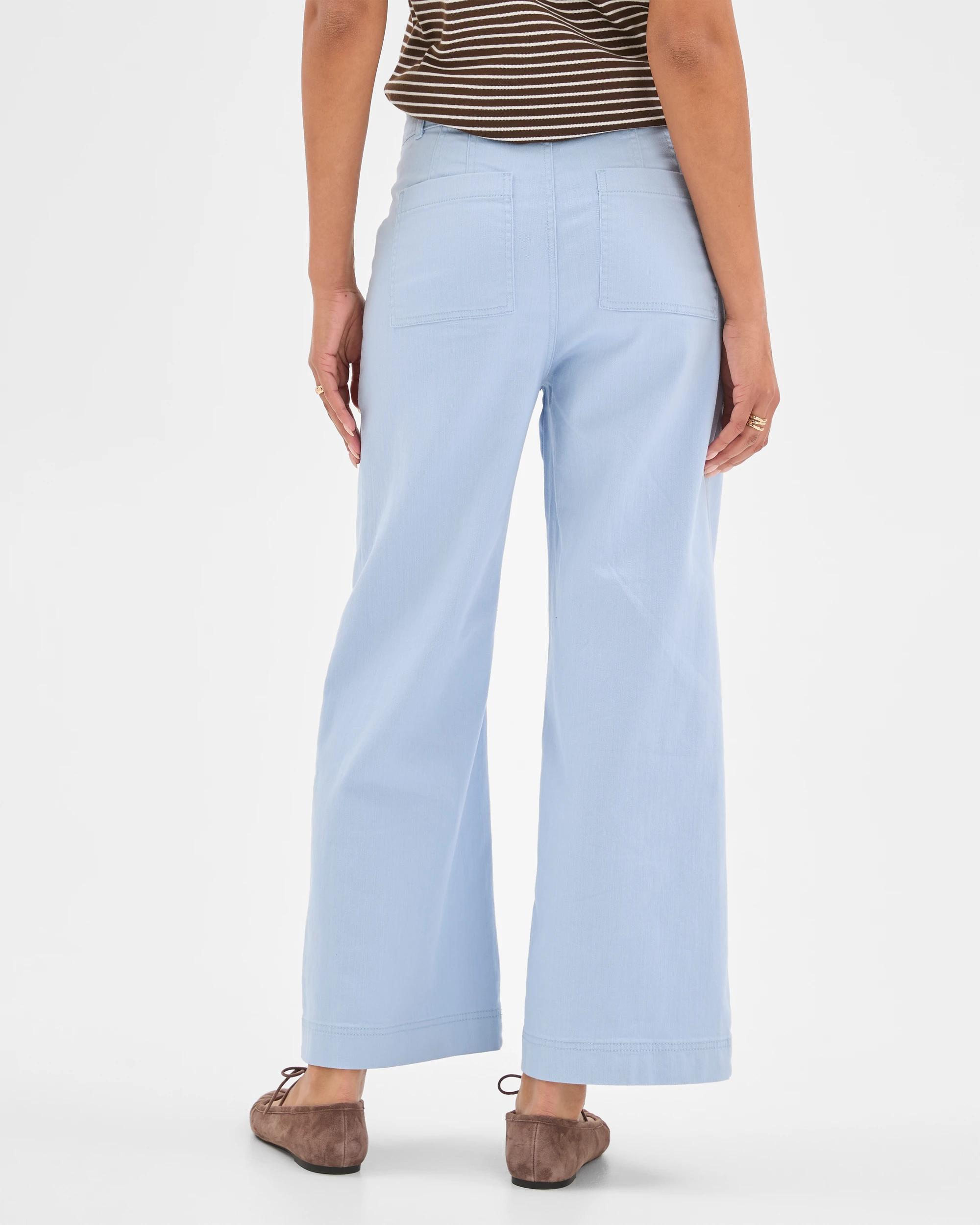 6 Target Woman Australian Cotton Blend Stretch Twill Wide Leg Pants SKY BLUE, 6 of 6
