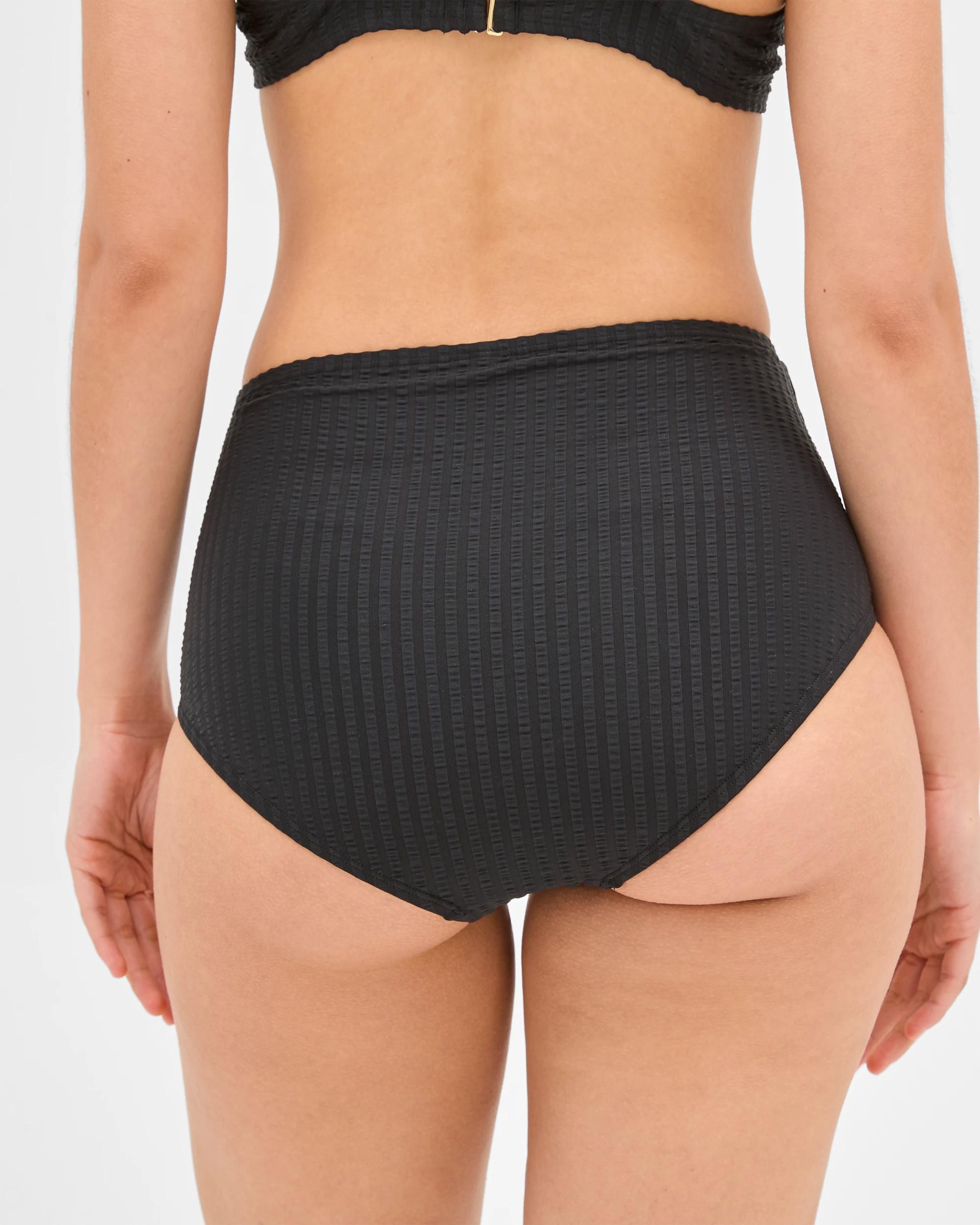 4 Target Resort Seersucker High Waisted Bikini Briefs - Shape Your Body BLACK, 4 of 4