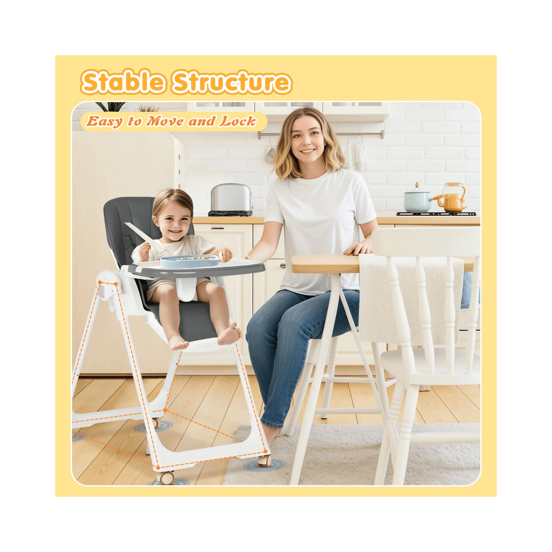 4 Advwin 3-in-1 Folding Baby High Chair Gray, 4 of 9